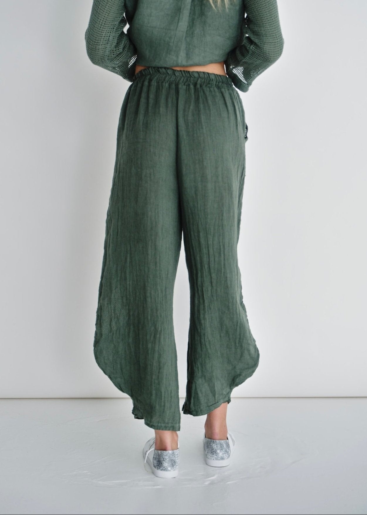 View our Antibes Crochet Linen Pants In Khaki - by Tribute Store