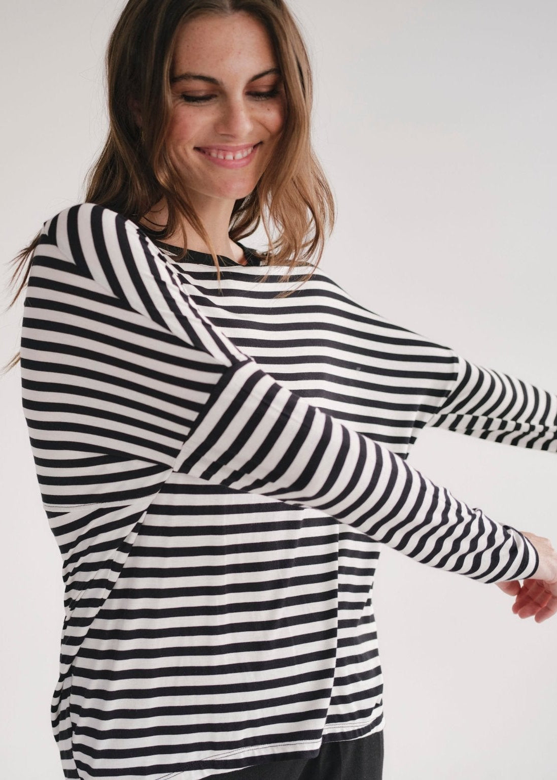 View our Antibes Stripe Long Sleeved Tee In Black And White - by Tribute Store