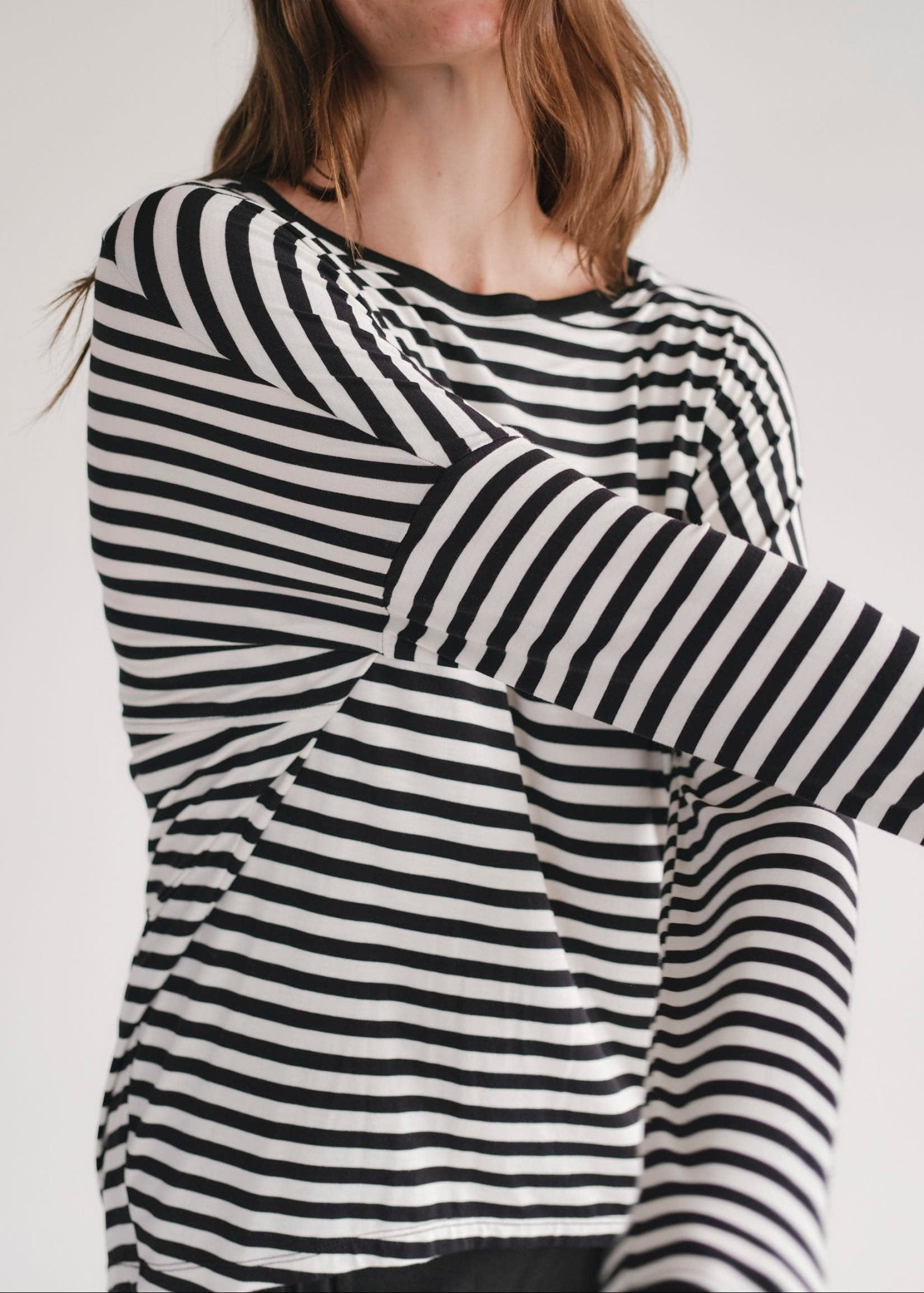 View our Antibes Stripe Long Sleeved Tee In Black And White - by Tribute Store