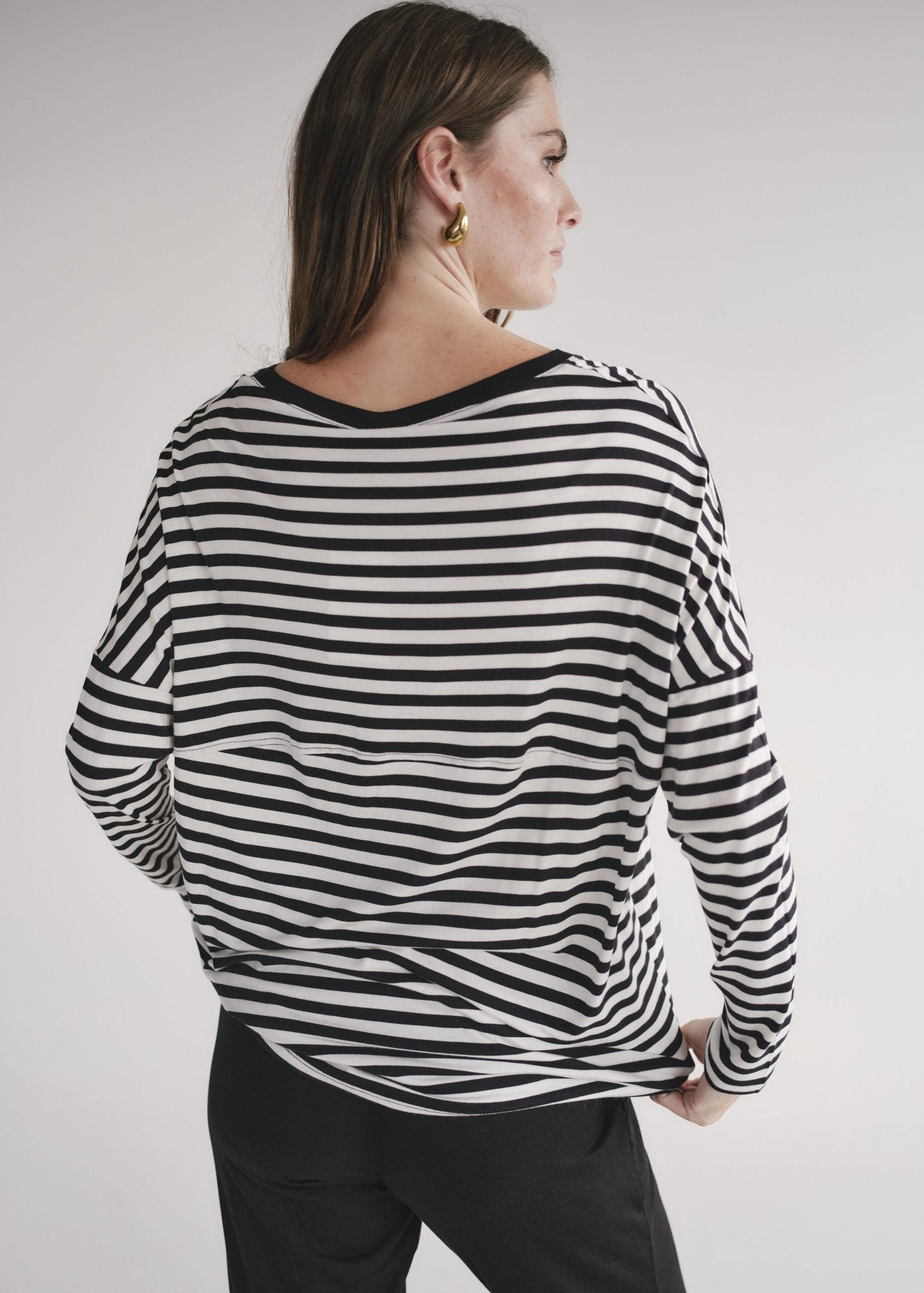View our Antibes Stripe Long Sleeved Tee In Black And White - by Tribute Store