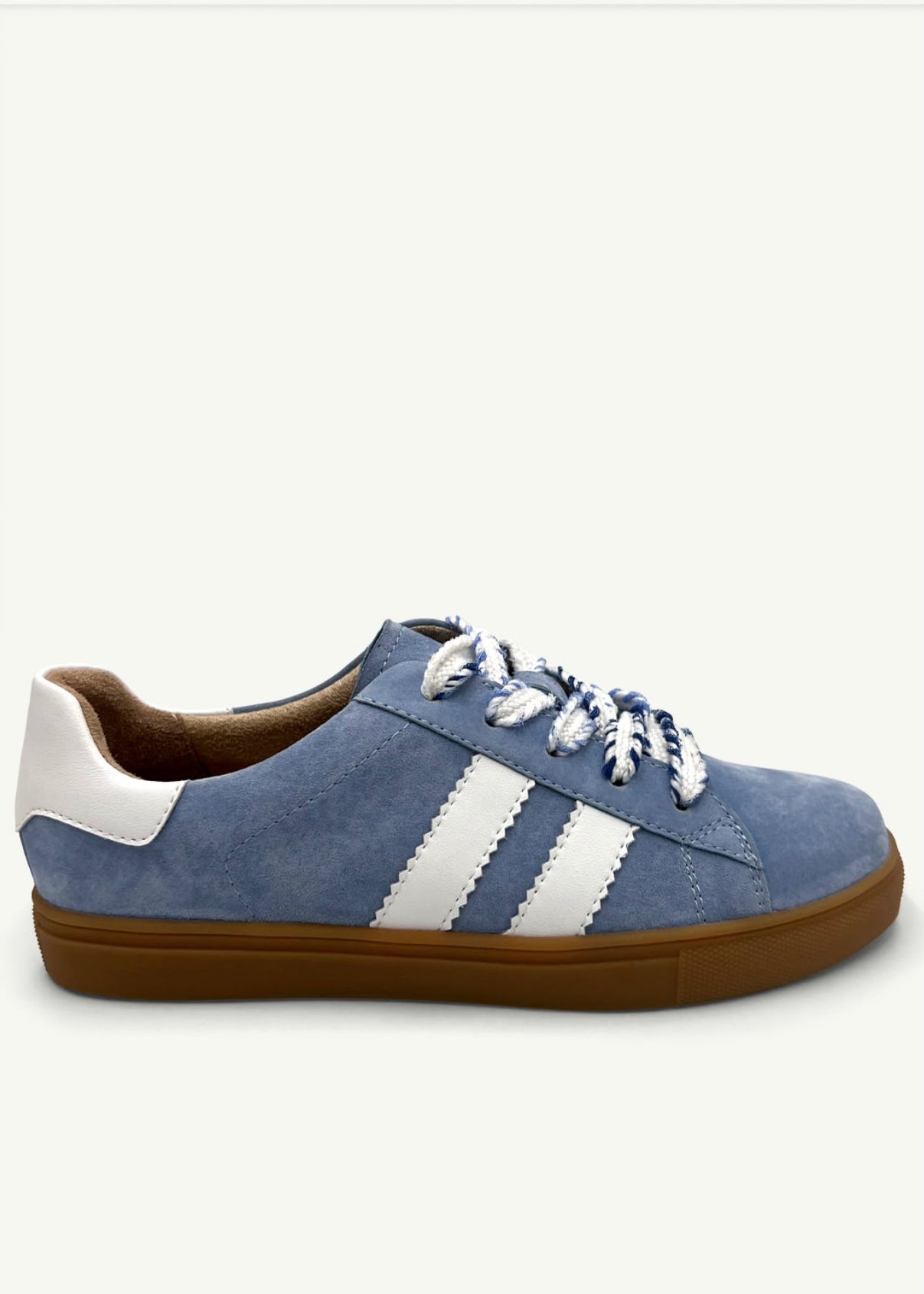 View our Avri Leather Sneaker In Blue & White - by Tribute Store