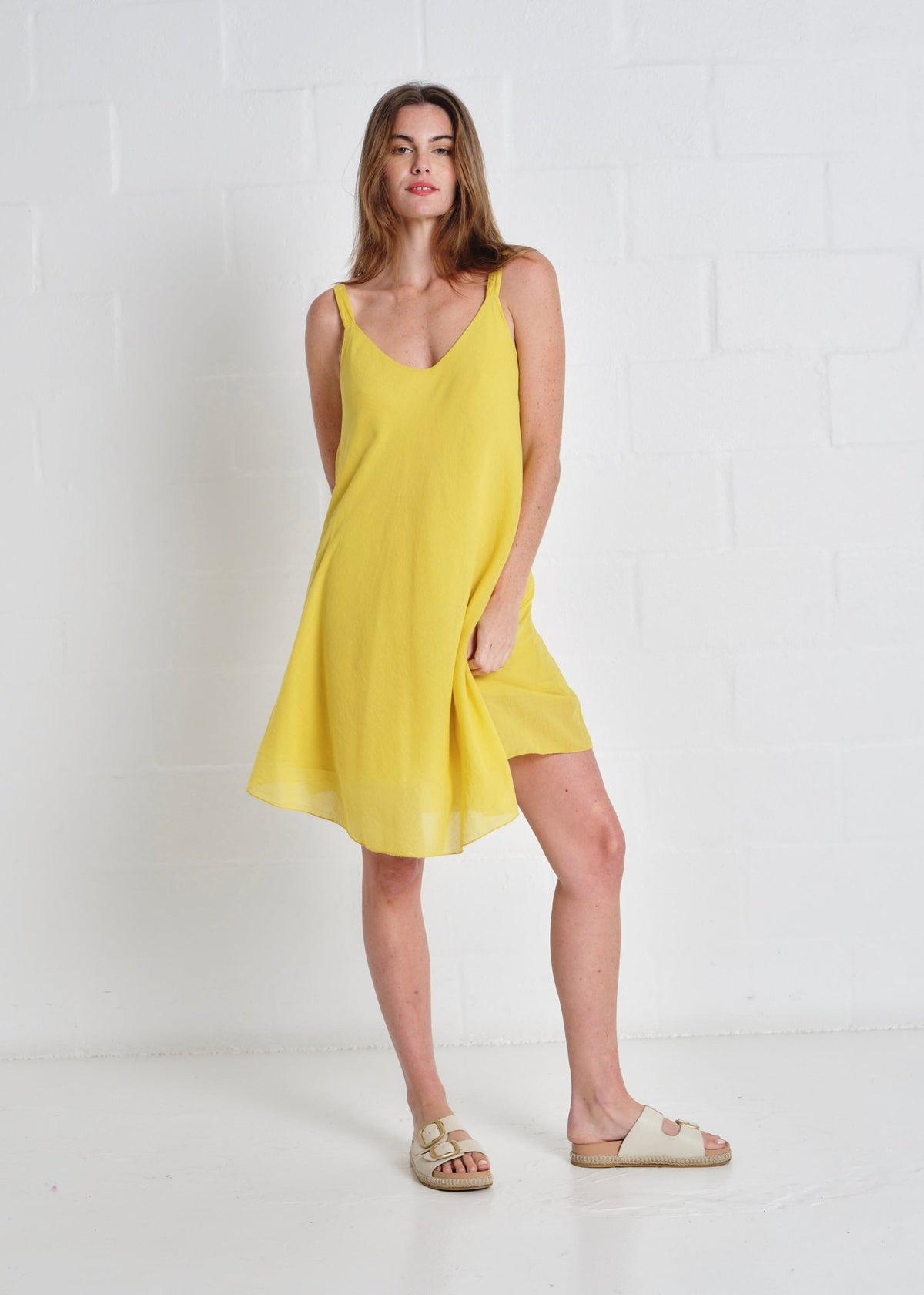 View our Bahamas Short Strappy Dress In Mustard - by Tribute Store
