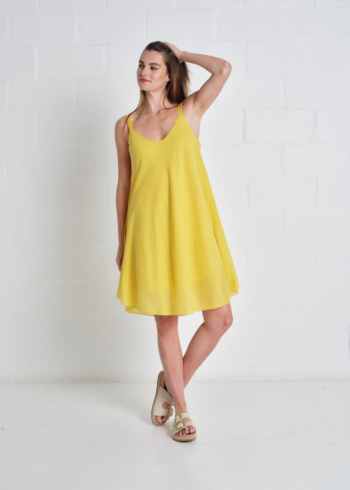 View our Bahamas Short Strappy Dress In Mustard - by Tribute Store