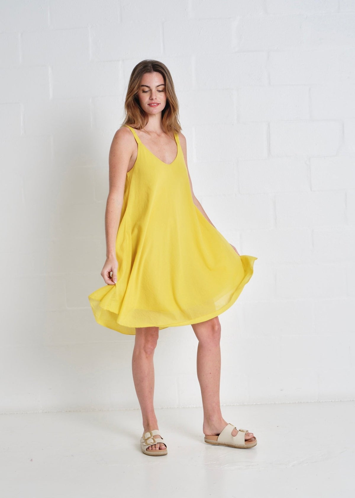 View our Bahamas Short Strappy Dress In Mustard - by Tribute Store