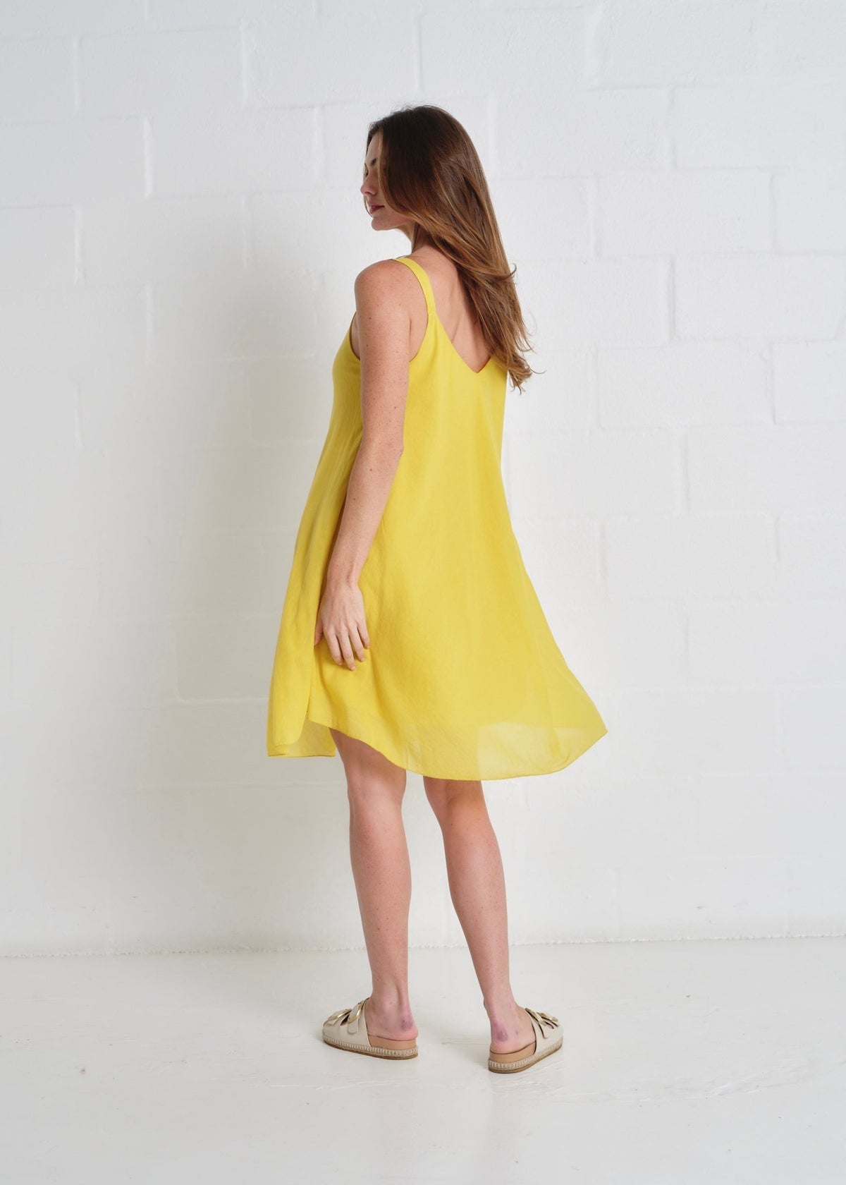 View our Bahamas Short Strappy Dress In Mustard - by Tribute Store