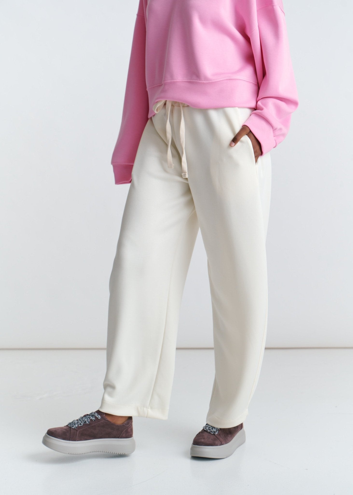 View our Barrel Track Pants In Cream - by Tribute Store