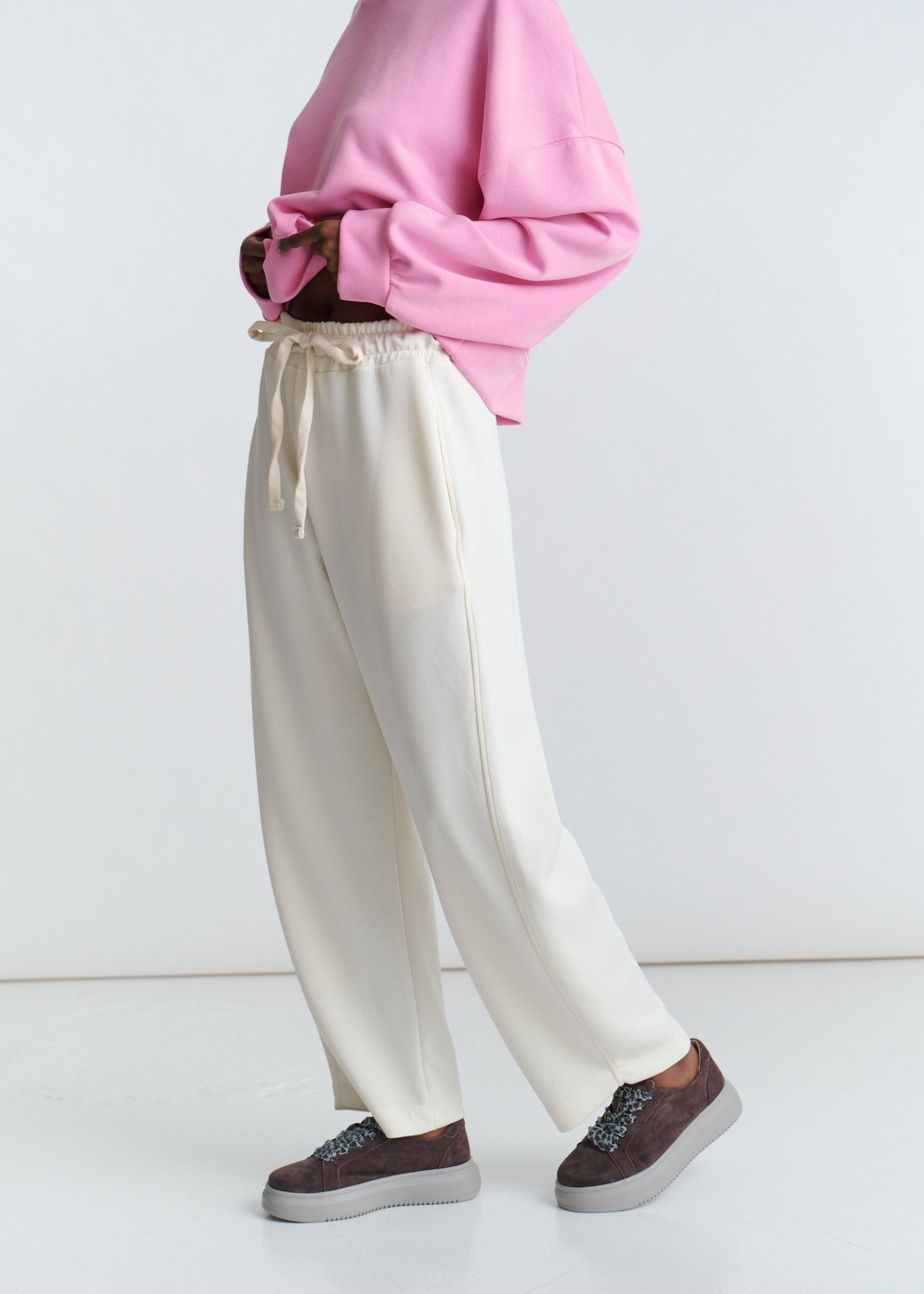 View our Barrel Track Pants In Cream - by Tribute Store