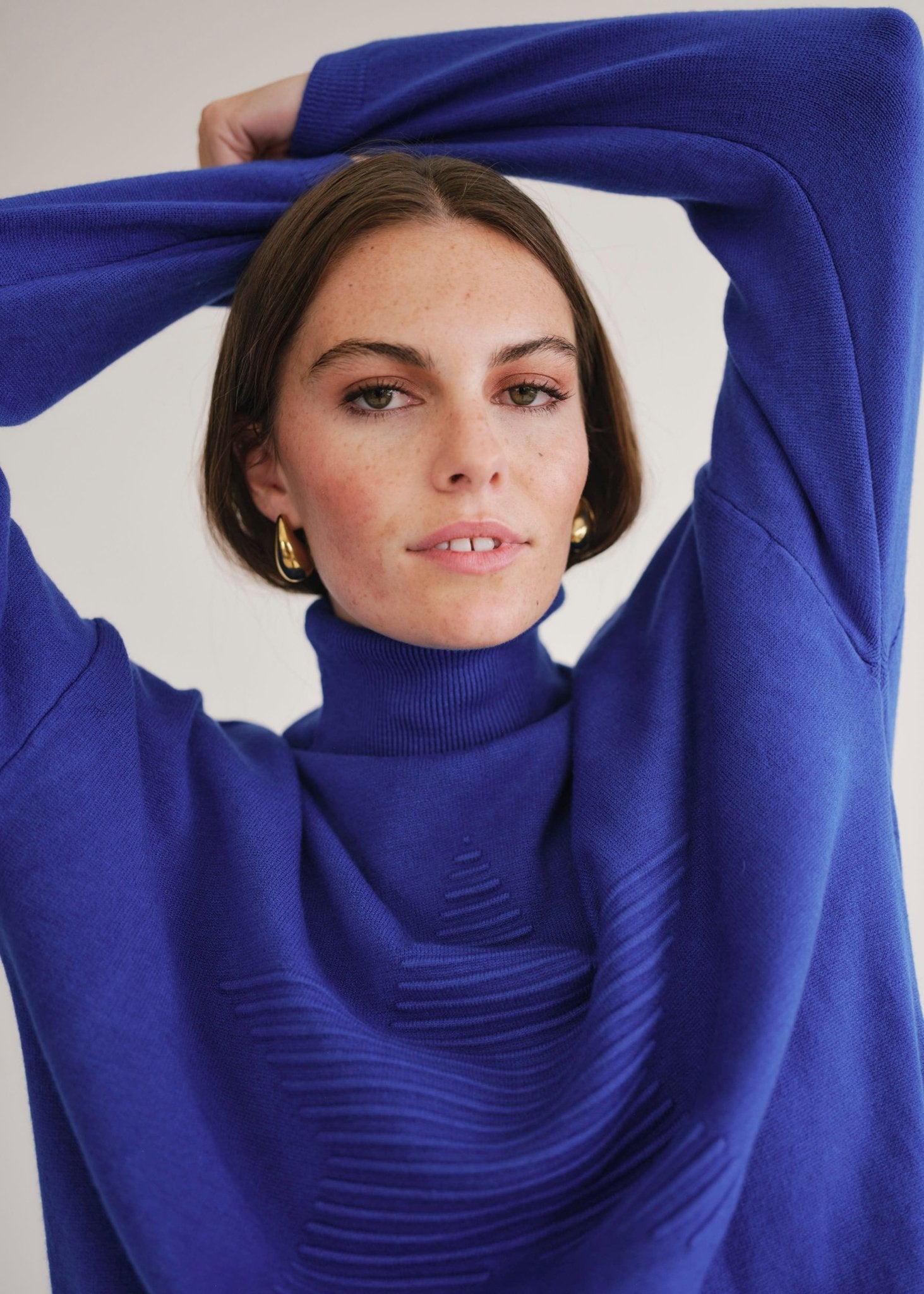View our Bastille Royal Blue Polo Neck Knit with Star Front - by Tribute Store