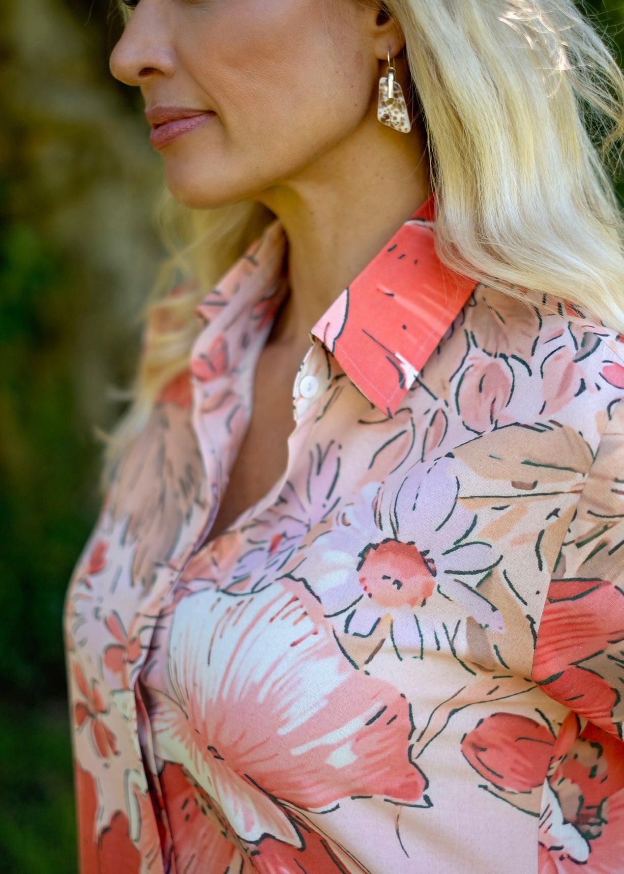 View our Betty Button Dress With Floral Print In Coral - by Tribute Store
