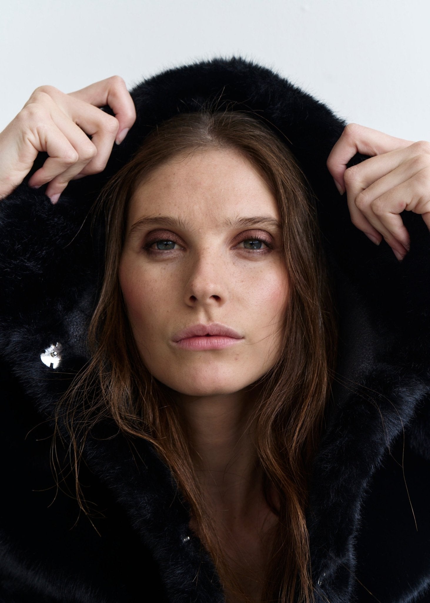 View our Birkin Faux Fur Cropped Jacket with Stud Buttons in Black - by Tribute Store