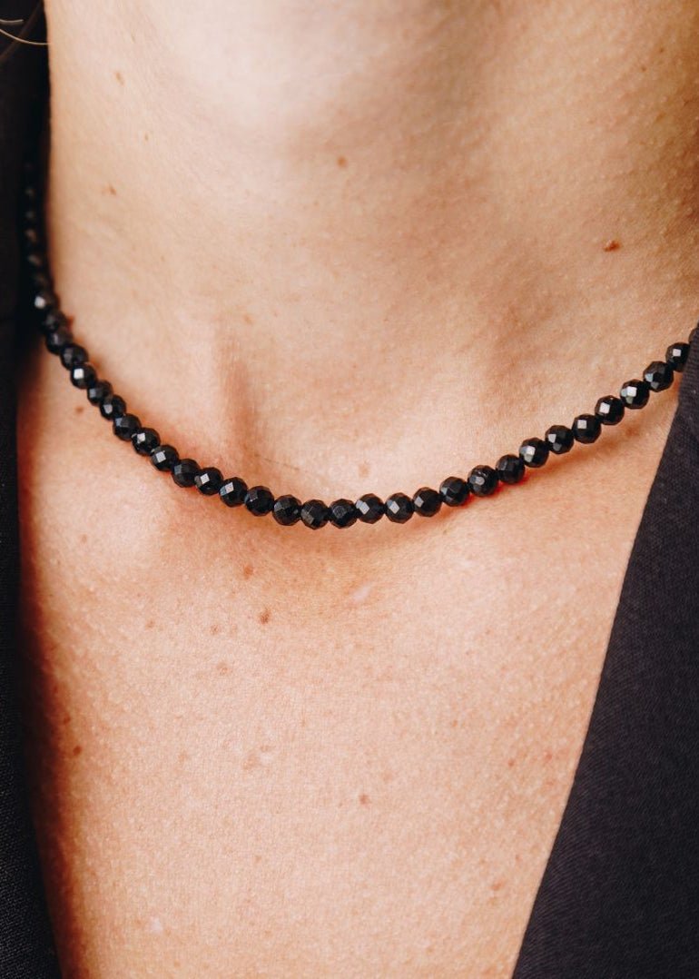 View our Black Tourmaline Stone Choker Necklace - by Tribute Store