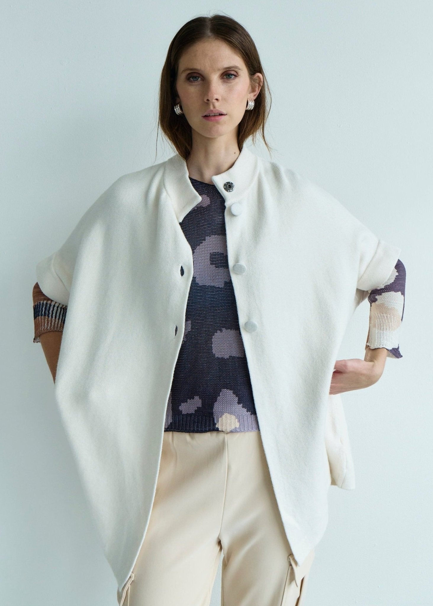 View our Blair Tailored Cape Viscose Knitted in Cream - by Tribute Store