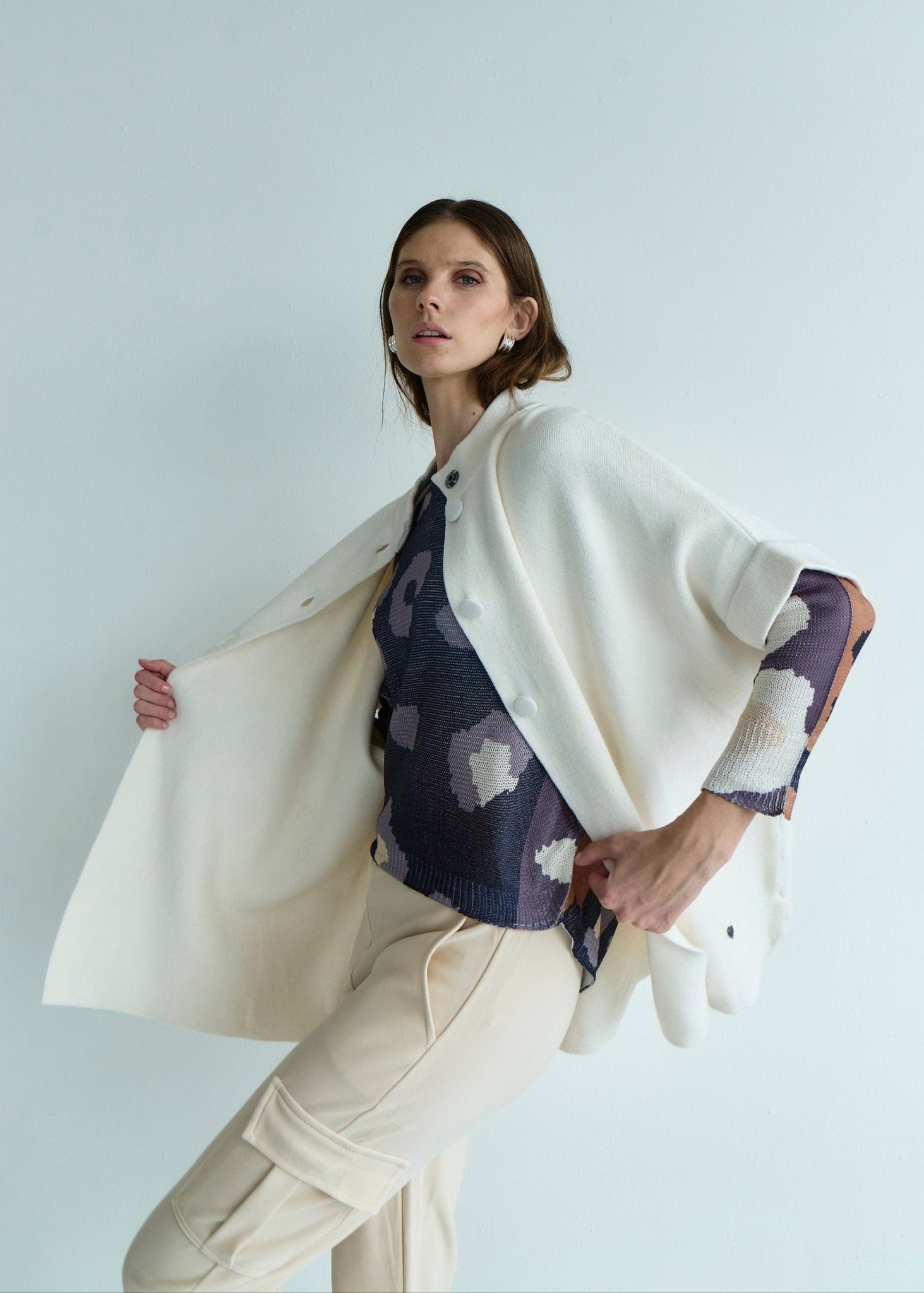 View our Blair Tailored Cape Viscose Knitted in Cream - by Tribute Store