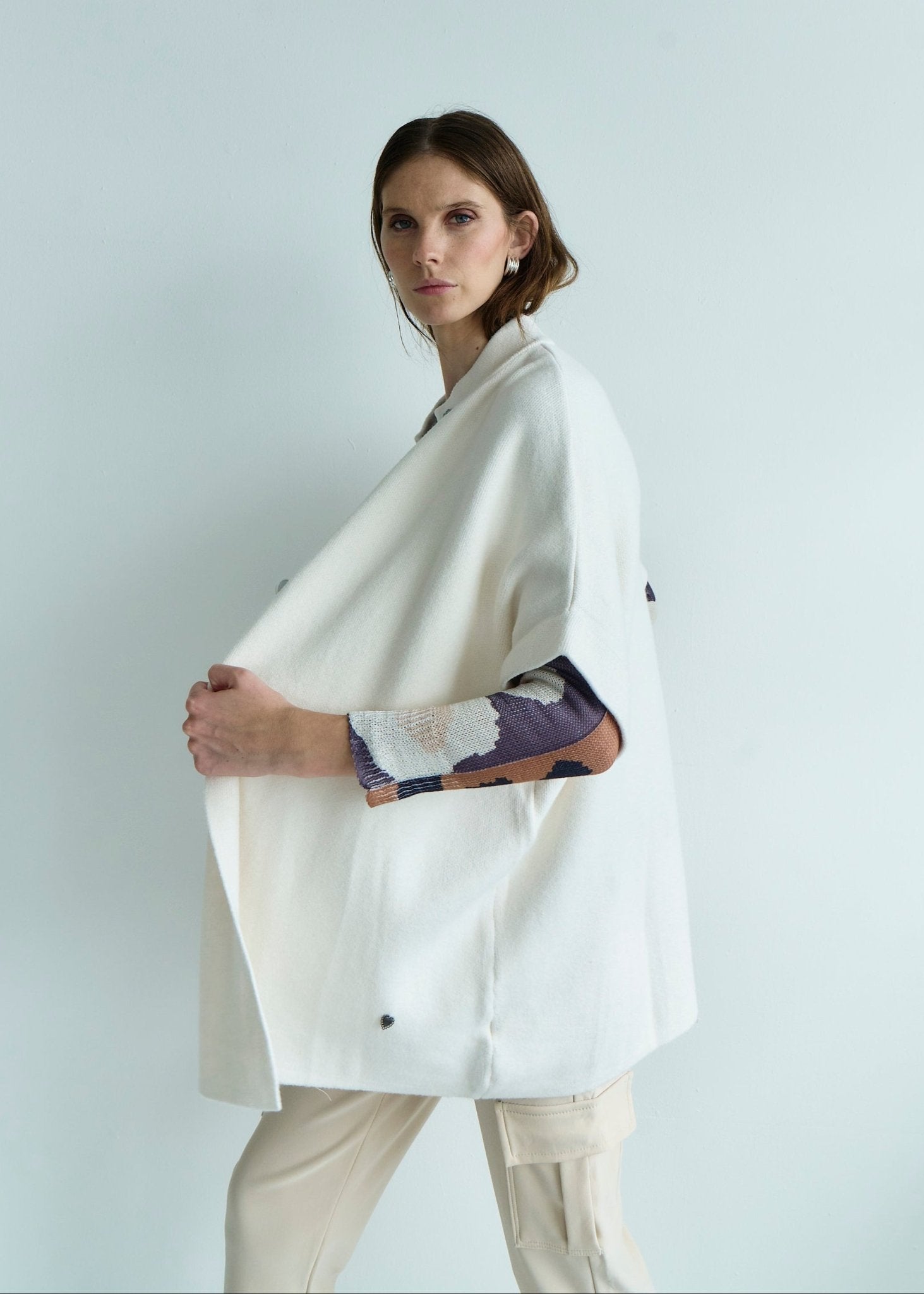 View our Blair Tailored Cape Viscose Knitted in Cream - by Tribute Store