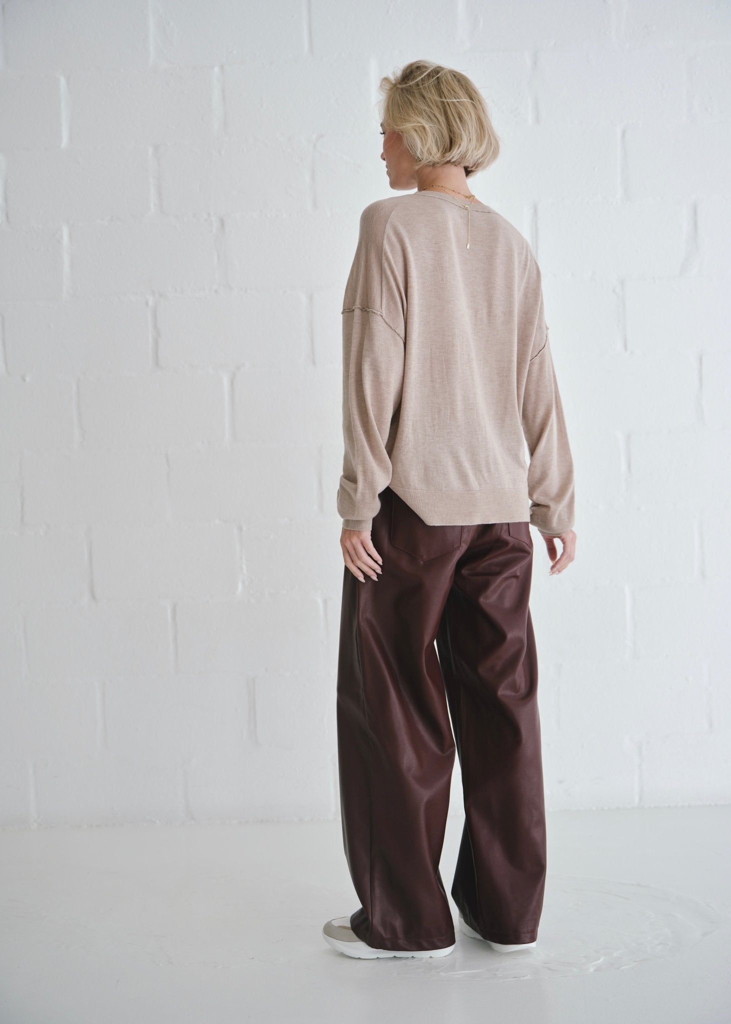 View our Boatneck Crew Neck Top In Taupe - by Tribute Store