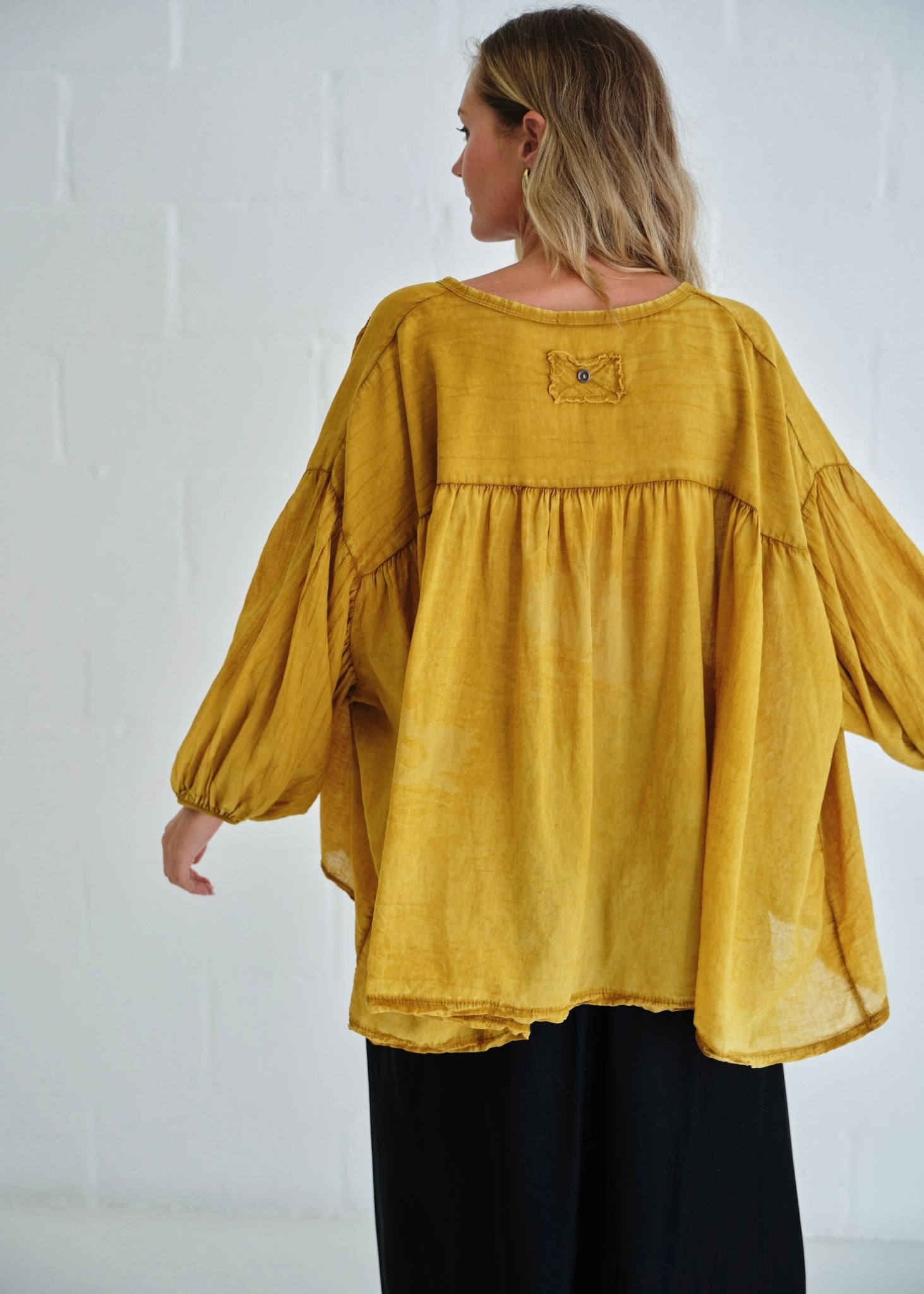 View our Boho Balloon Sleeve Shirt In Mustard - by Tribute Store