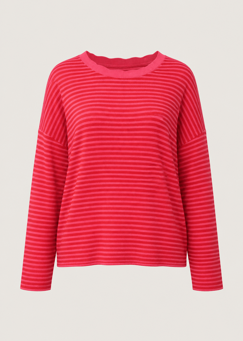 View our Bologna Italian Crew Neck Long Sleeved Striped Cotton Tee In Red - by Tribute Store