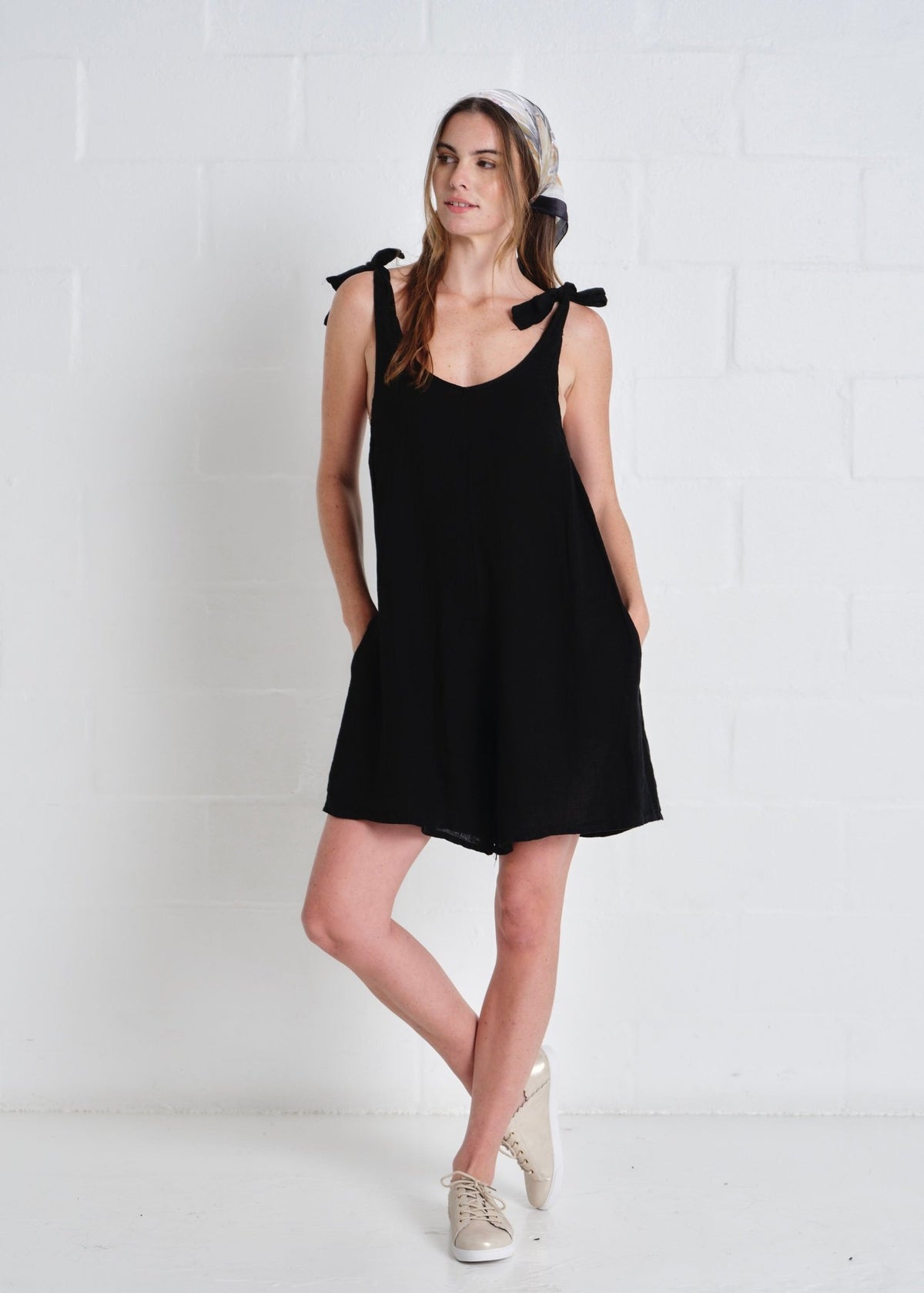 View our Bondi Italian Linen Playsuit In Black - by Tribute Store