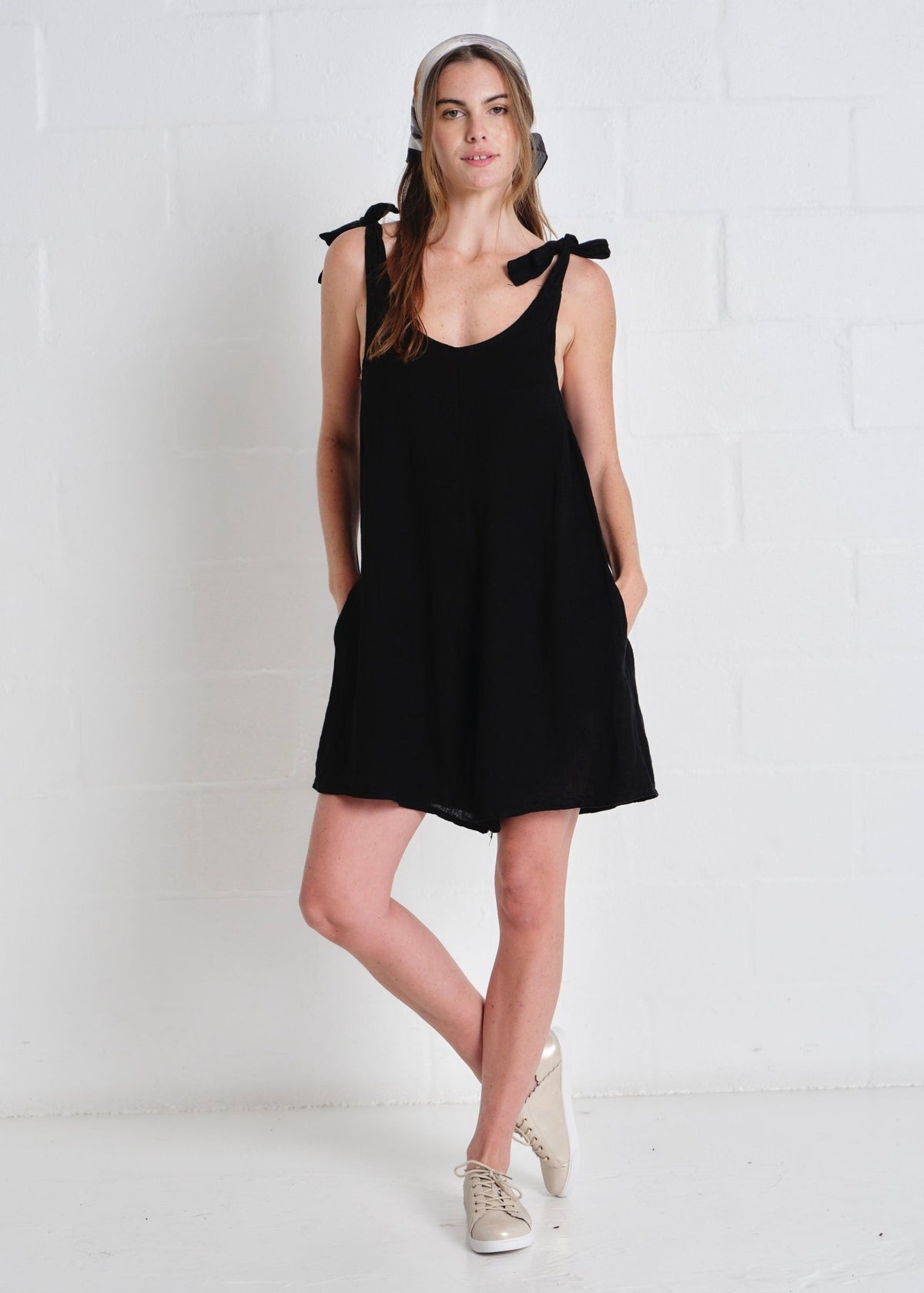 View our Bondi Italian Linen Playsuit In Black - by Tribute Store