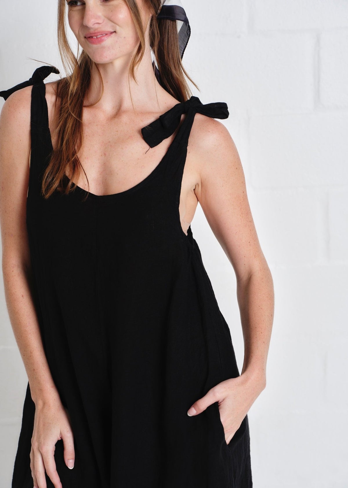 View our Bondi Italian Linen Playsuit In Black - by Tribute Store