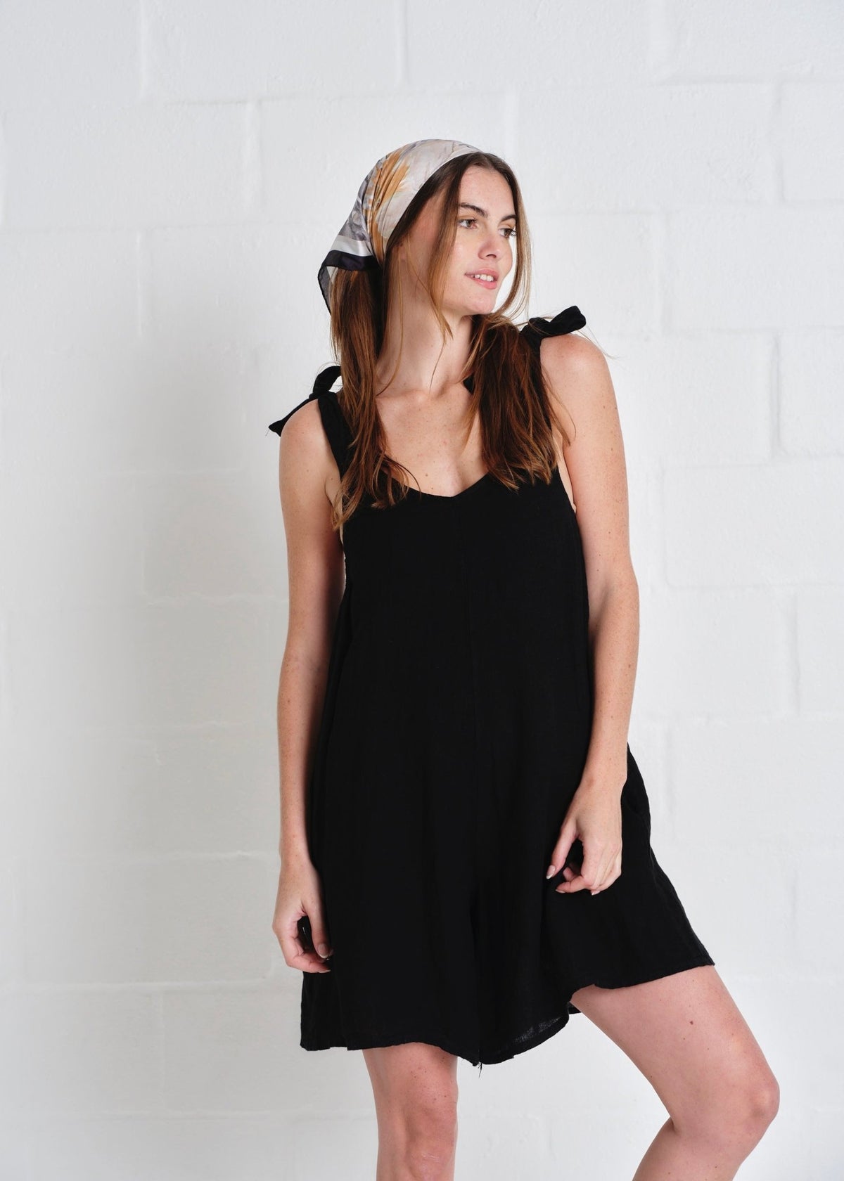 View our Bondi Italian Linen Playsuit In Black - by Tribute Store