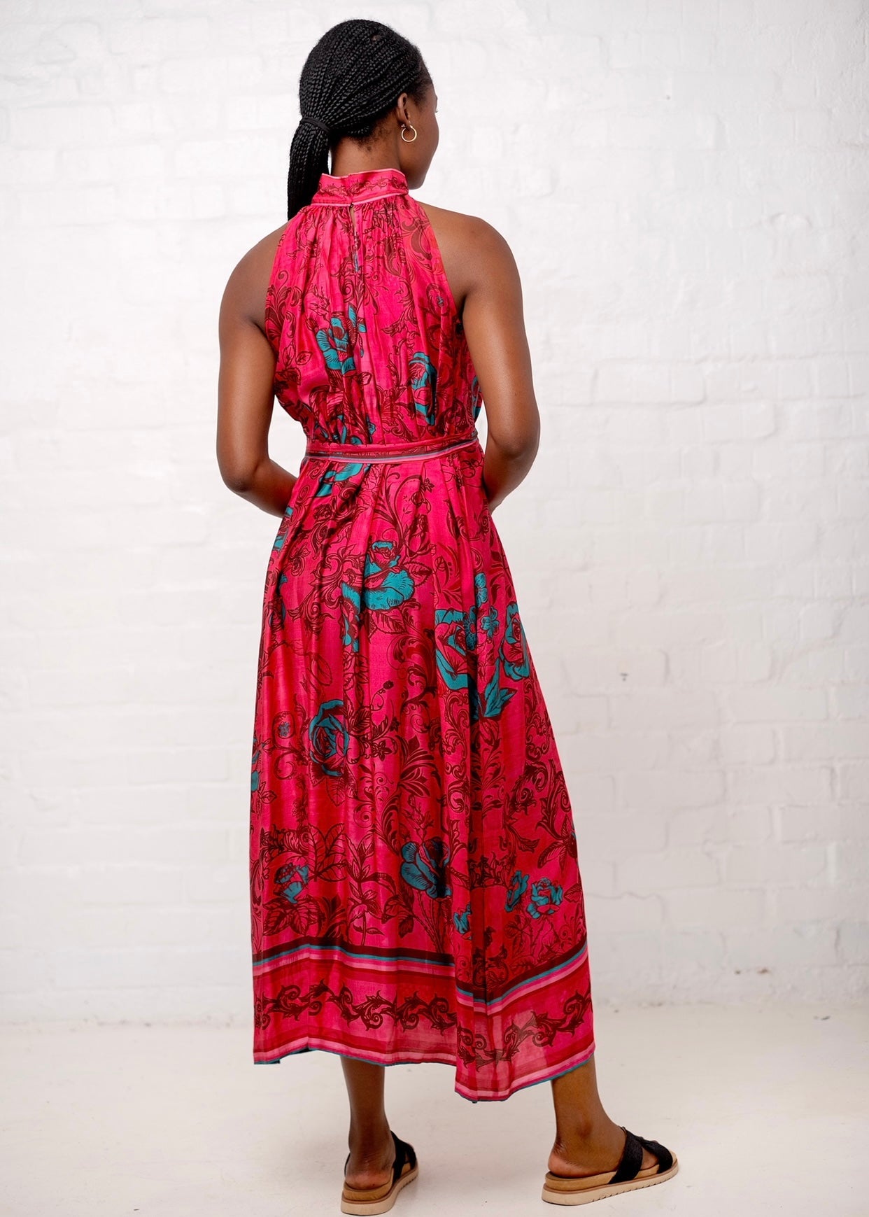 View our Brooke Dress In Pink With Turquoise Roses - by Tribute Store