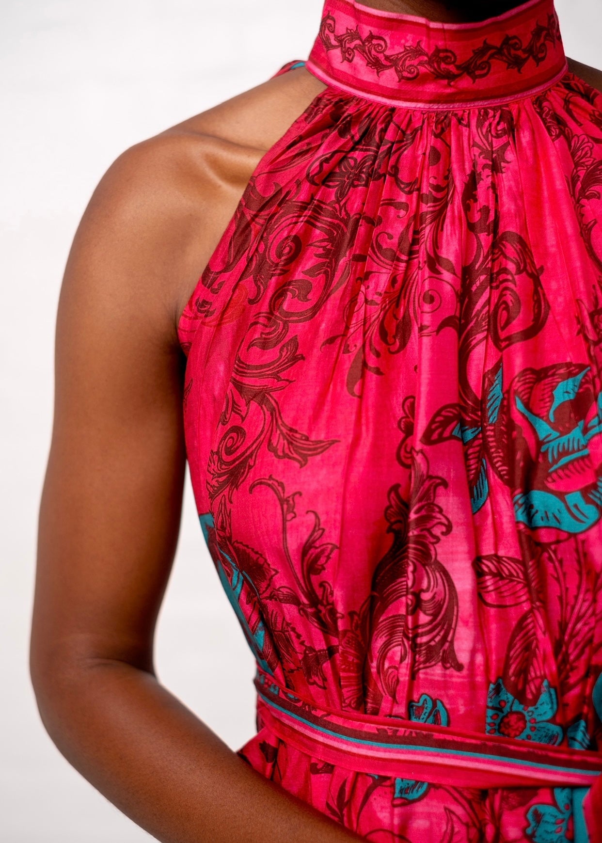 View our Brooke Dress In Pink With Turquoise Roses - by Tribute Store