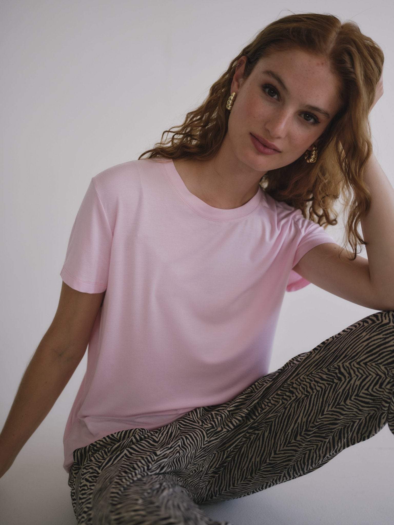 View our Butter Soft Summer Crew Neck Tee In Pink - by Tribute Store