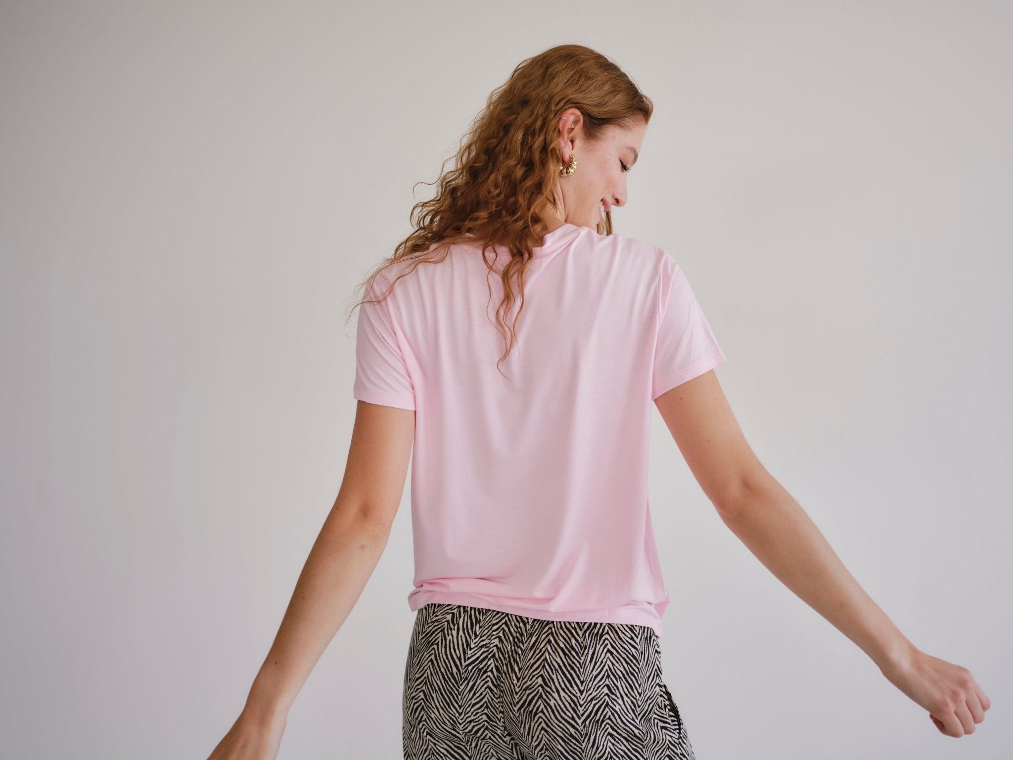 View our Butter Soft Summer Crew Neck Tee In Pink - by Tribute Store