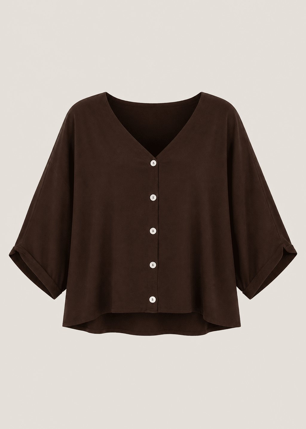 View our Button Up Cardi With 3/4 Sleeves In Chocolate - by Tribute Store
