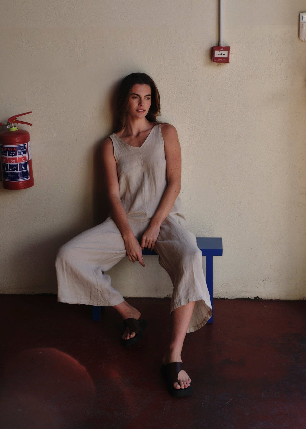 View our Cabo Italian Linen Long Jumpsuit In Beige - by Tribute Store