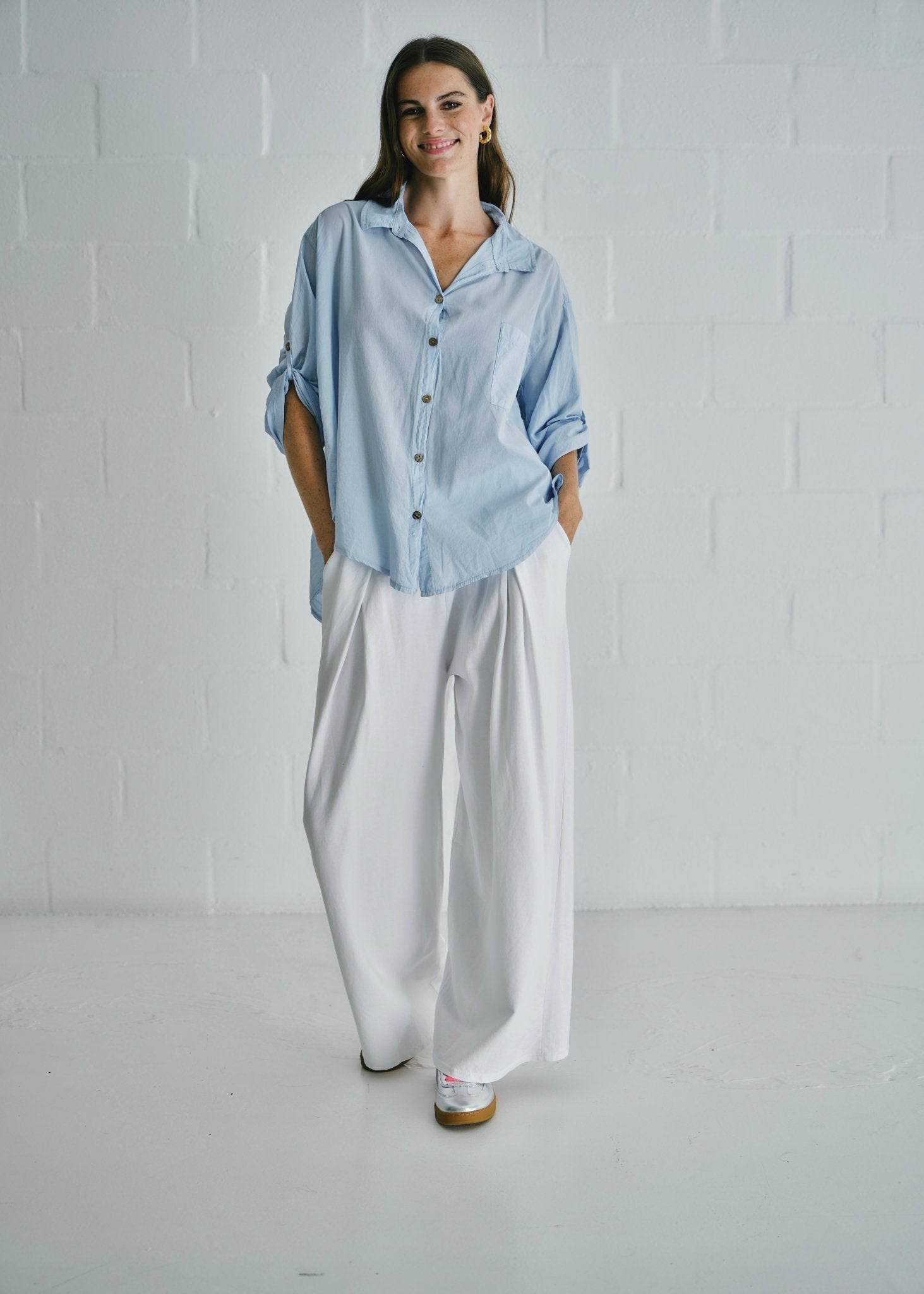 View our Calabria Italian Cotton Shirt In Light Blue - by Tribute Store
