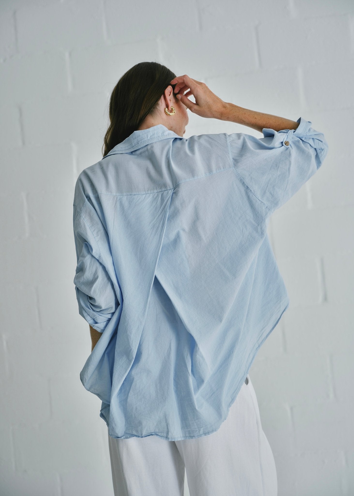 View our Calabria Italian Cotton Shirt In Light Blue - by Tribute Store