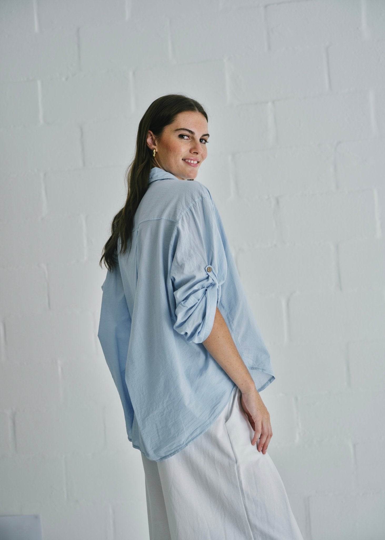 View our Calabria Italian Cotton Shirt In Light Blue - by Tribute Store