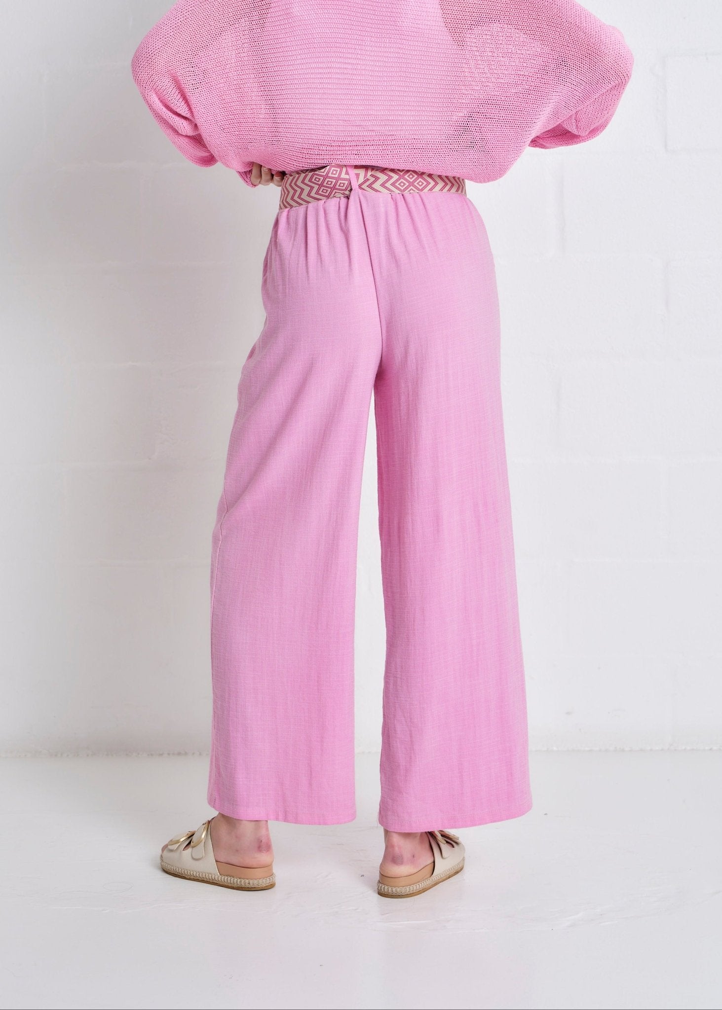 View our Camogli Palazzo Linen Blend Pants In Fuchsia - by Tribute Store