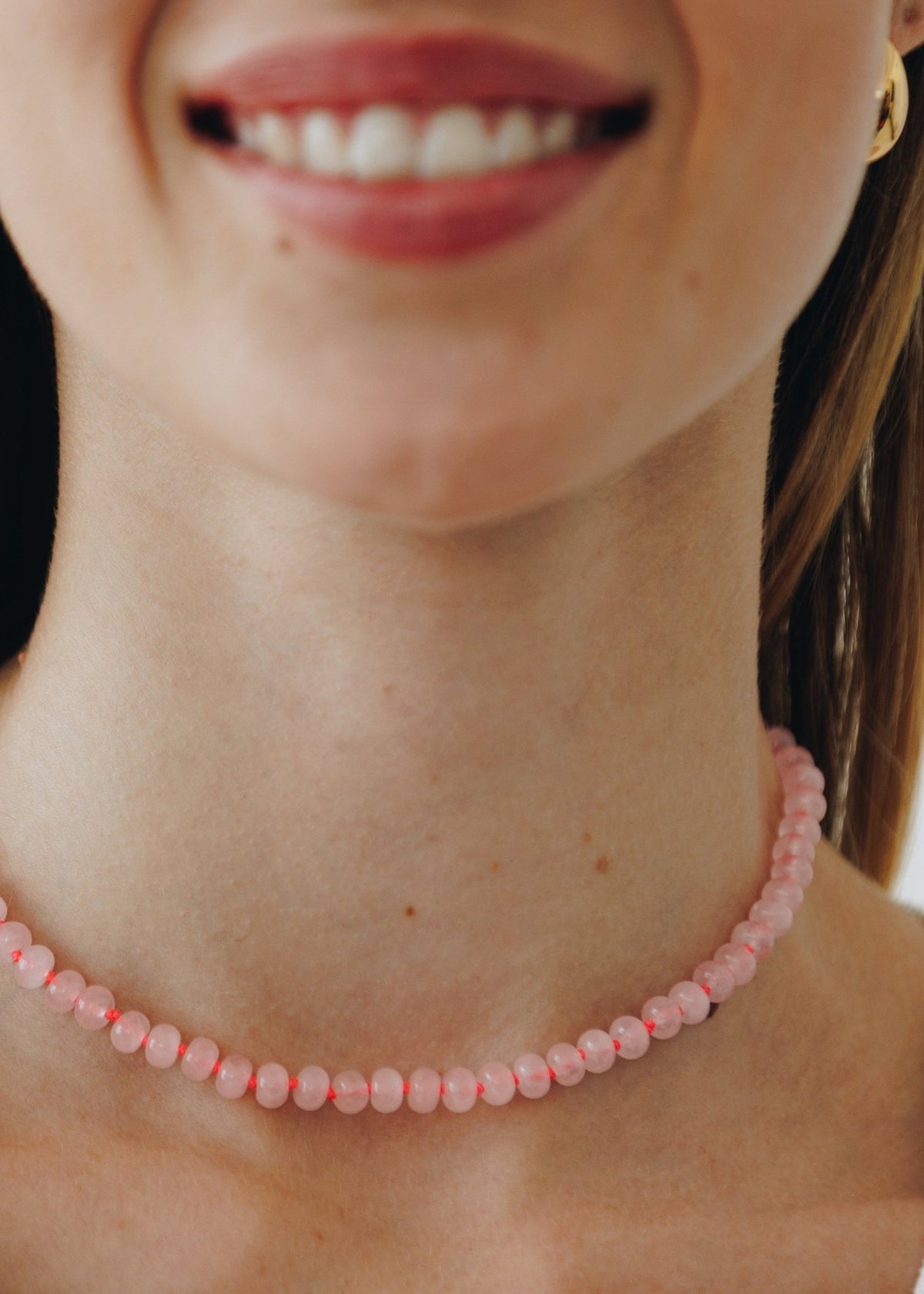 View our Candy Rose Quartz Starfish Stone Necklace - by Tribute Store