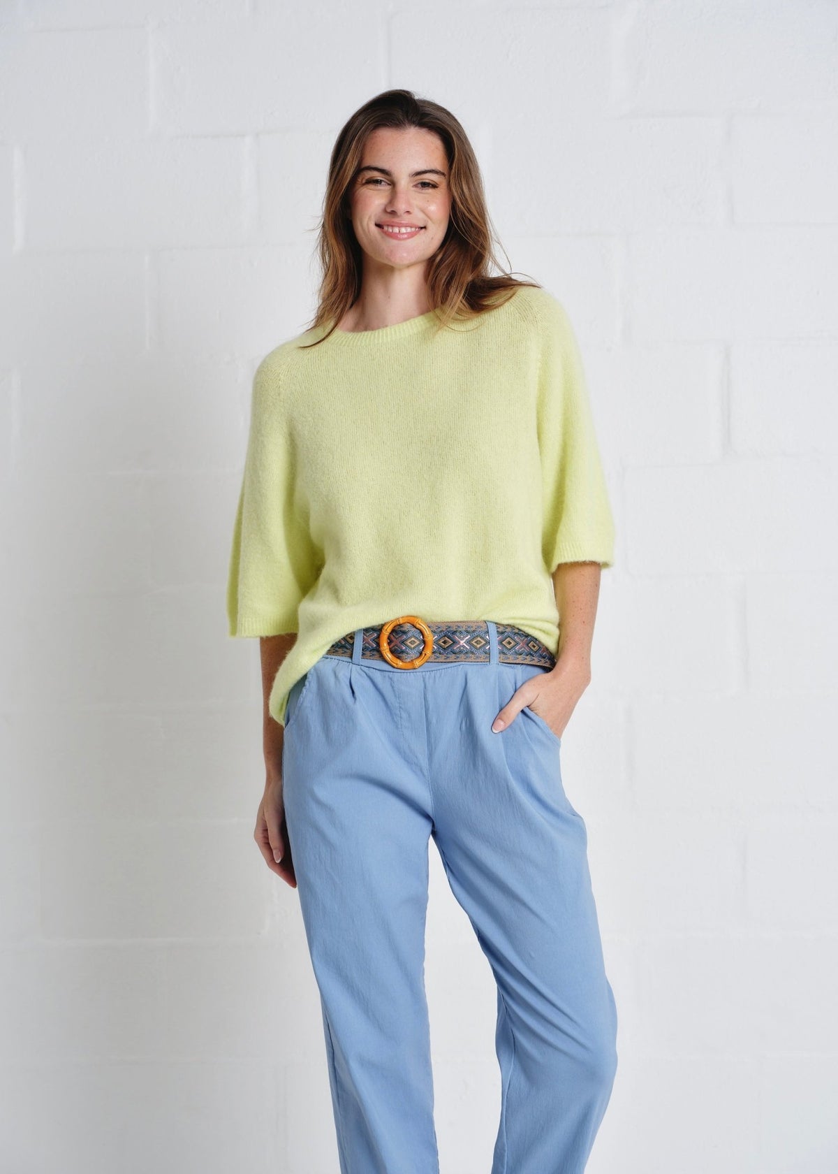 View our Chamonix SS Round Neck Alpaca Knit In Sunshine Yellow - by Tribute Store