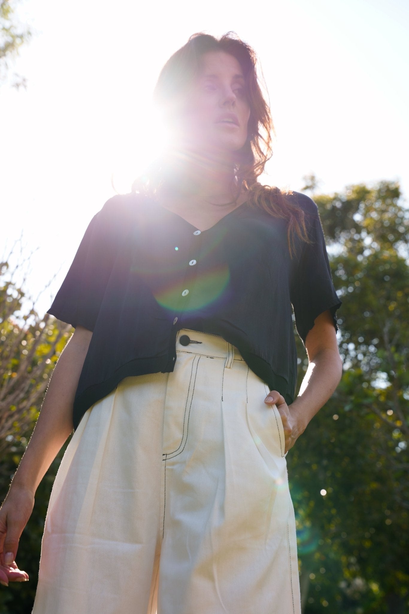 View our Charli Palazzo Jeans with front Pleats in White - by Tribute Store