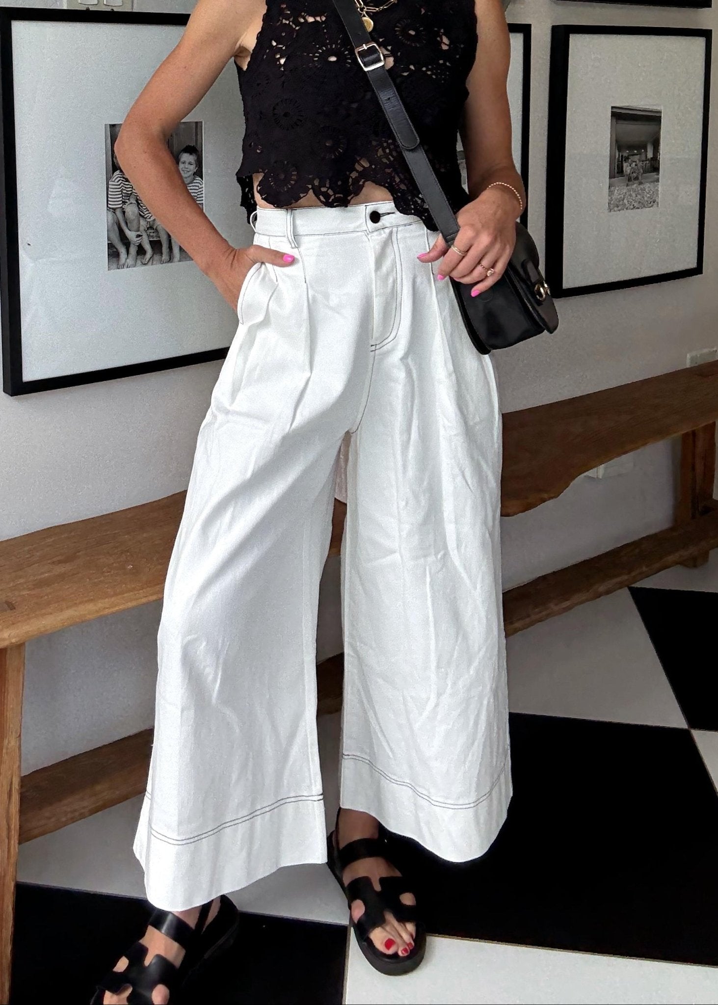 View our Charli Palazzo Jeans with front Pleats in White - by Tribute Store