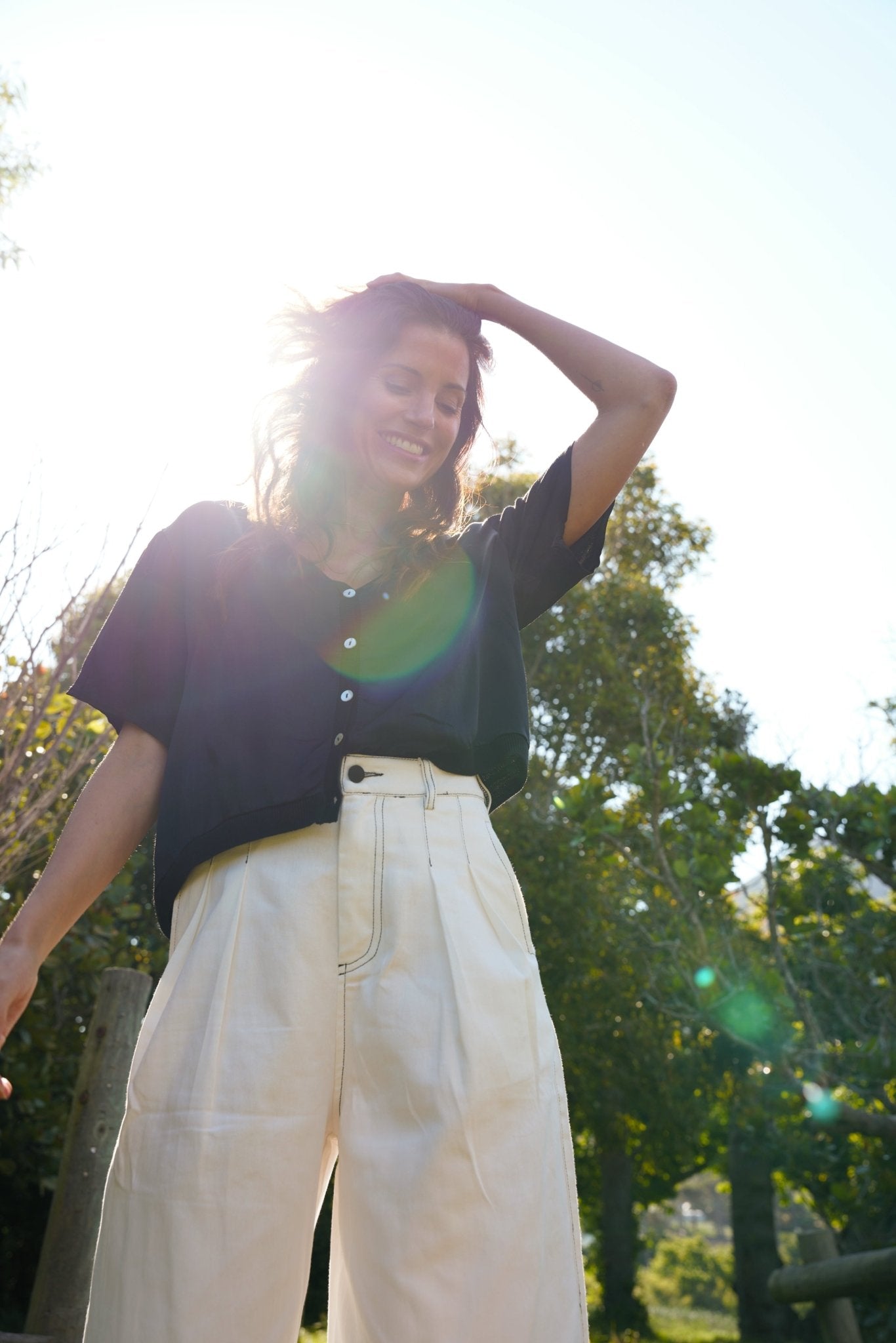 View our Charli Palazzo Jeans with front Pleats in White - by Tribute Store