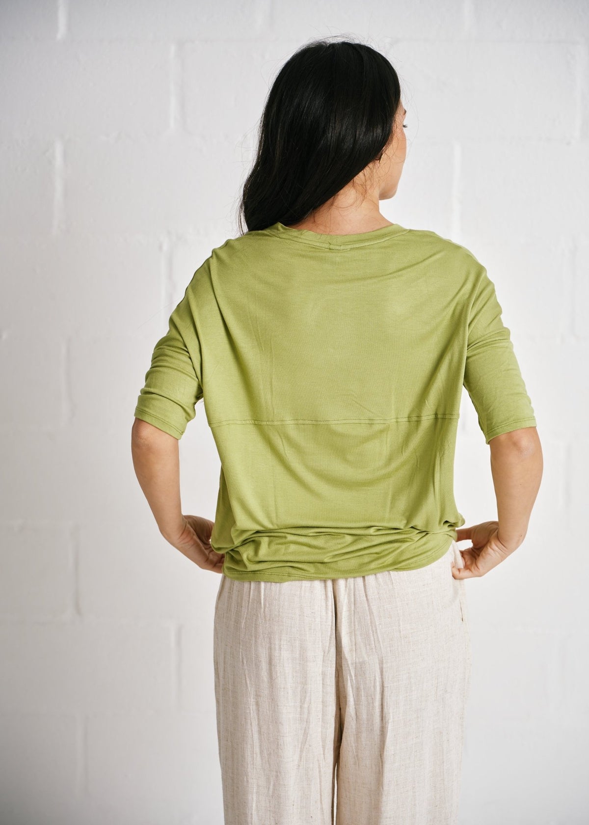 View our Chloe Classic Tee With Back Seam In Green - by Tribute Store