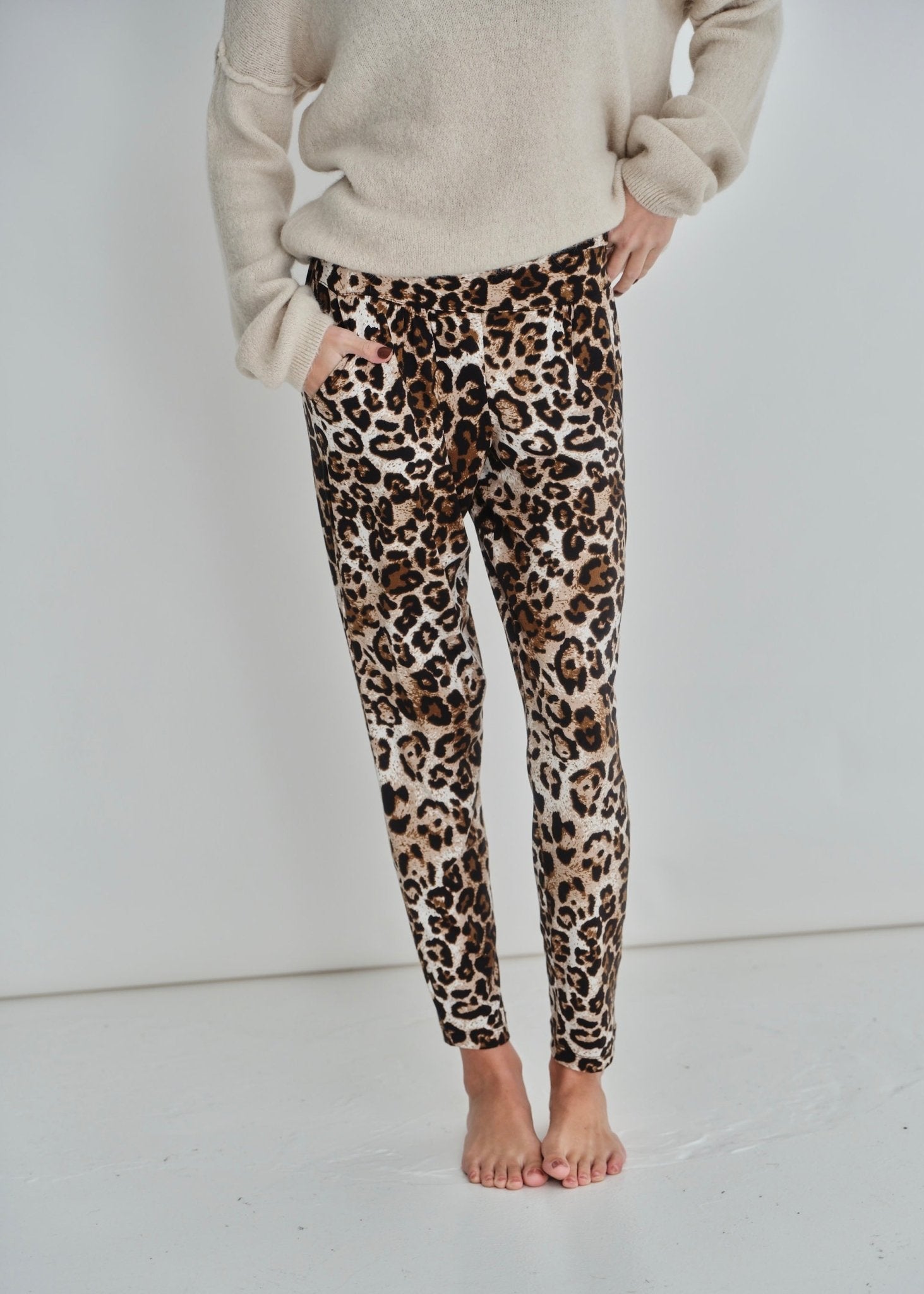 View our Classic Front Pleat Lounge Pants in Animal Print - by Tribute Store