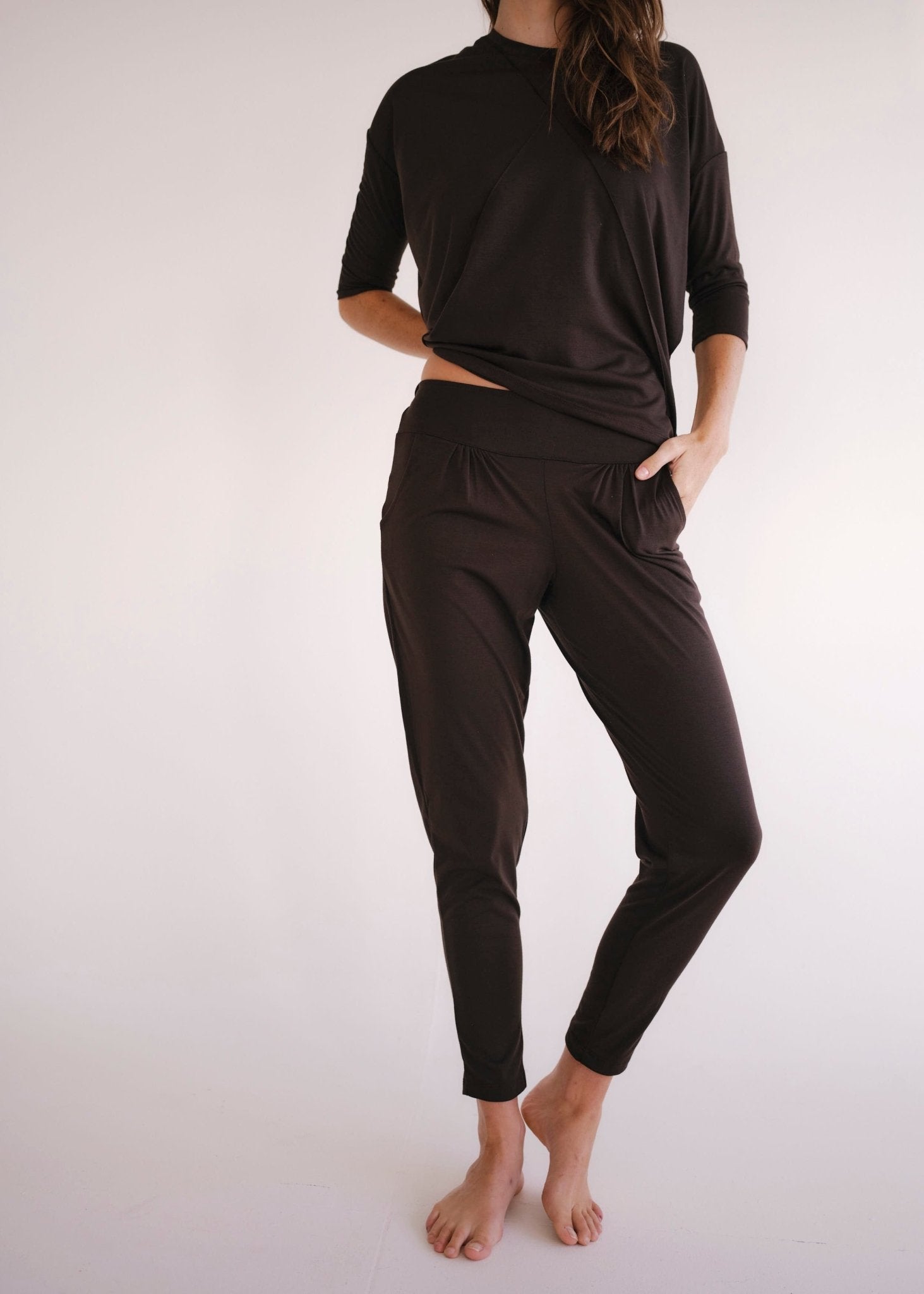View our Classic Front Pleat Lounge Pants in Chocolate - by Tribute Store