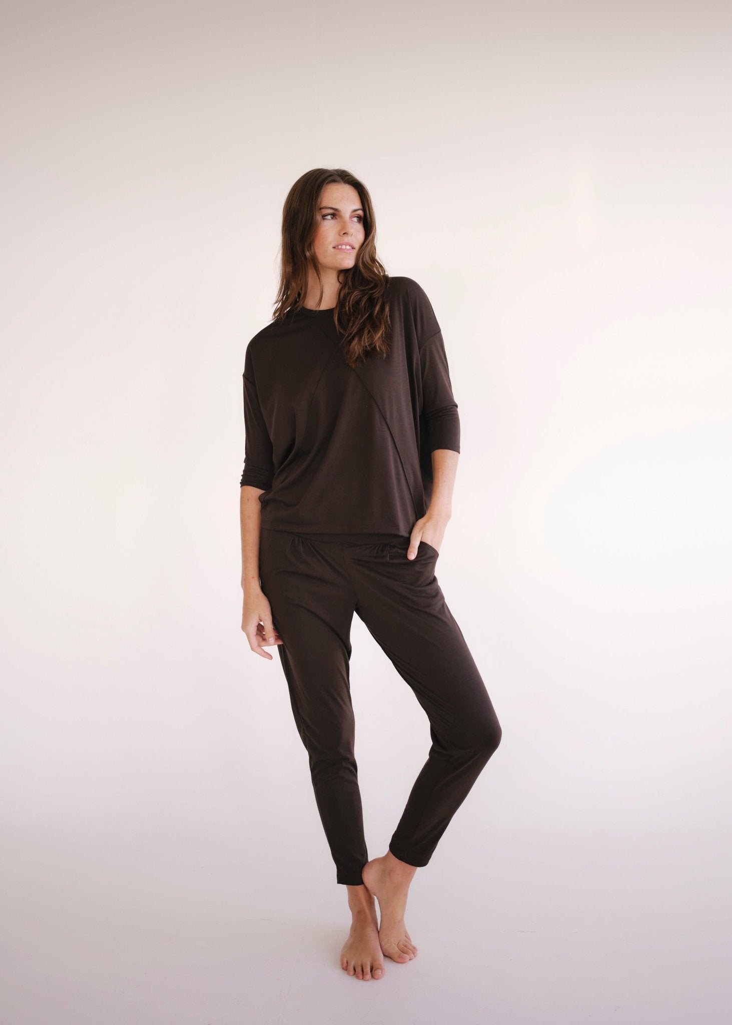 View our Classic Front Pleat Lounge Pants in Chocolate - by Tribute Store