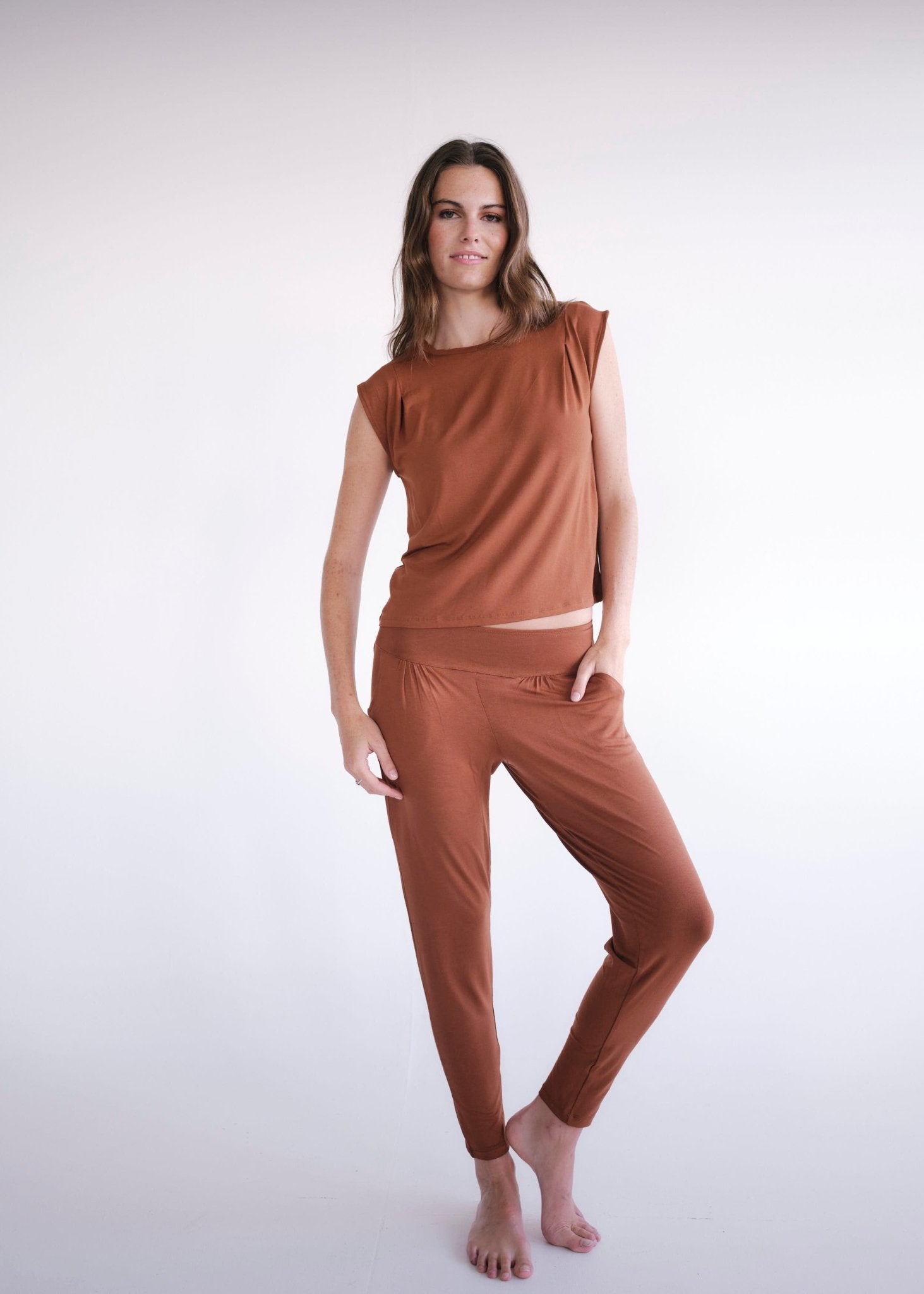 View our Classic Front Pleat Lounge Pants in Tabacco - by Tribute Store