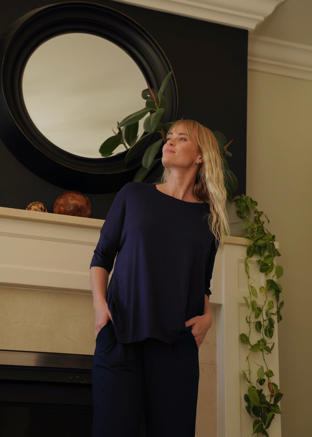 View our Classic Lounge Tee with Back Seam in Navy - by Tribute Store