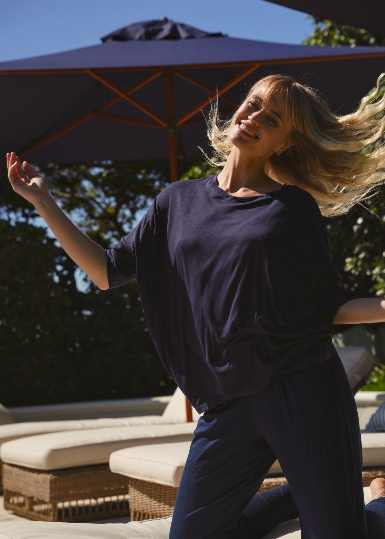 View our Classic Lounge Tee with Back Seam in Navy - by Tribute Store