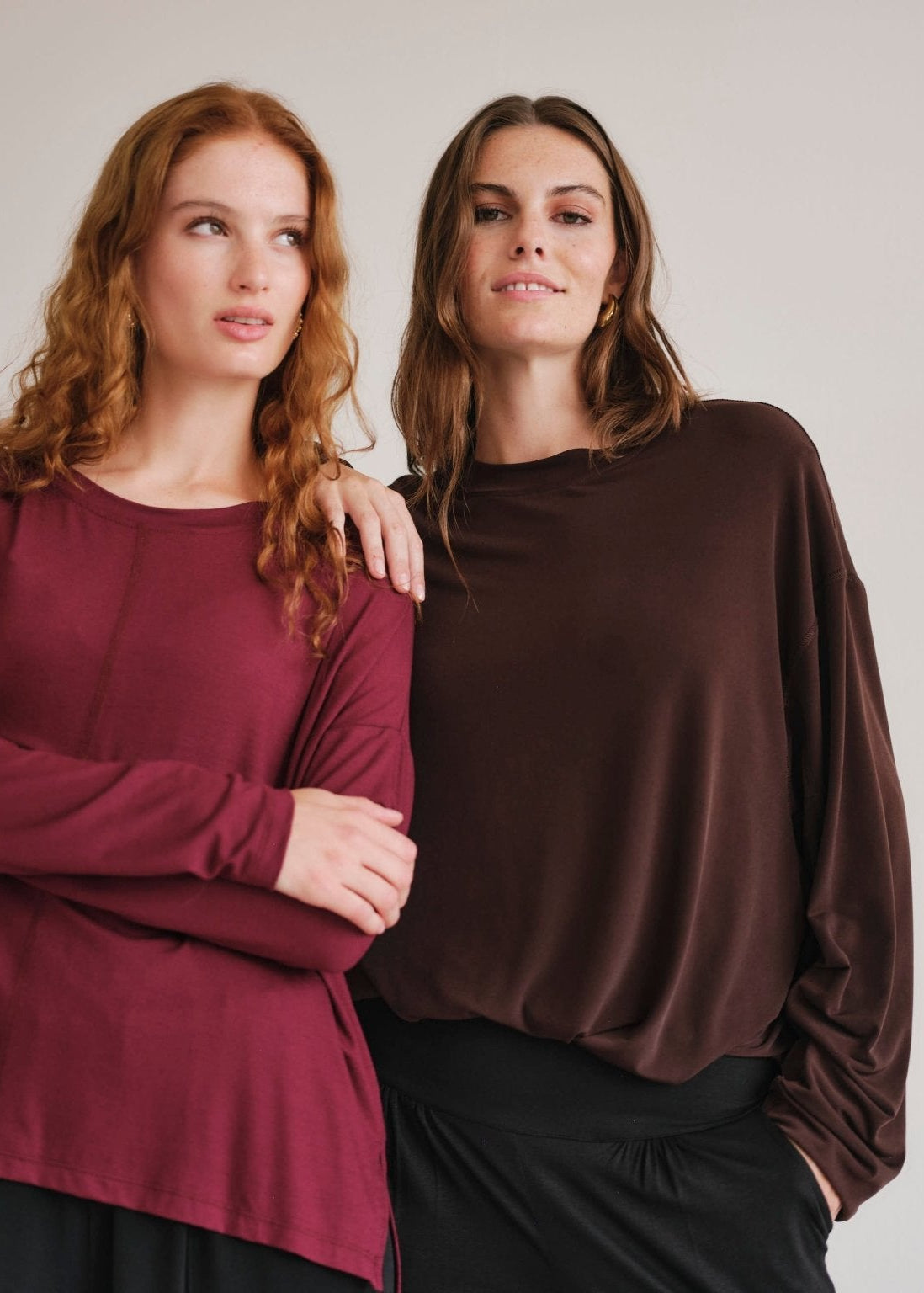 View our Classic Tee With Flossing Detail In Burgundy - by Tribute Store