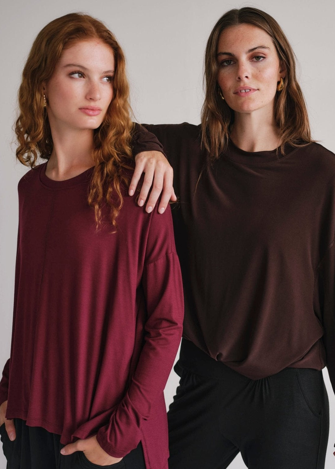 View our Classic Tee With Flossing Detail In Burgundy - by Tribute Store