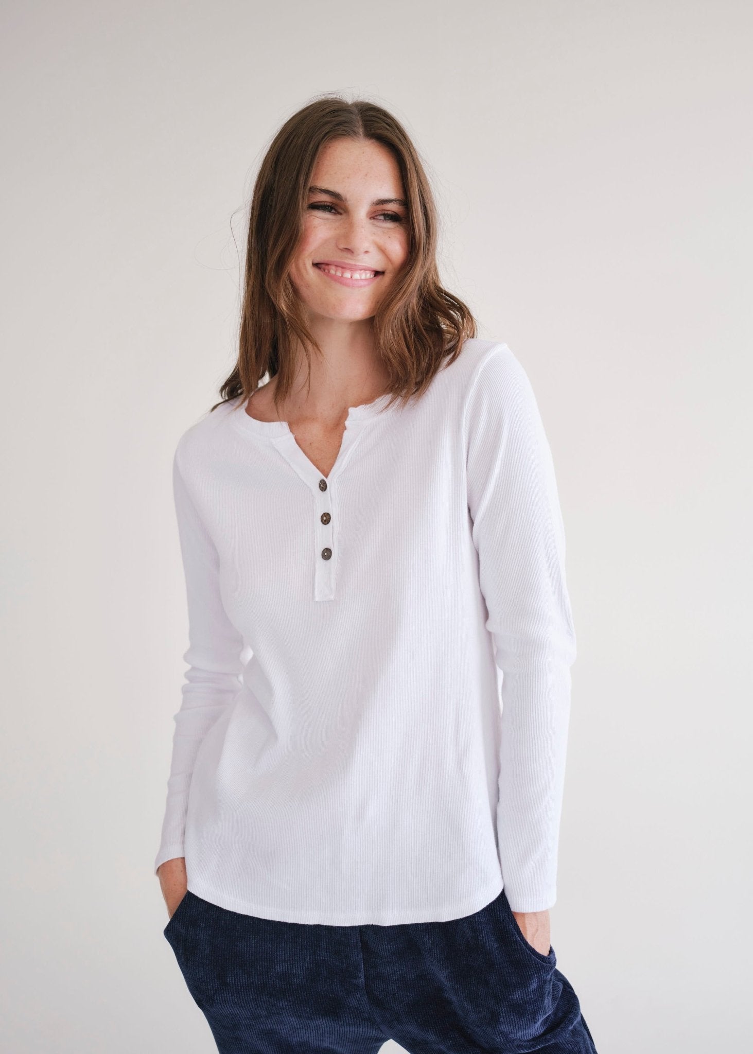 View our Cloud Cotton Long Sleeved Top in White - by Tribute Store